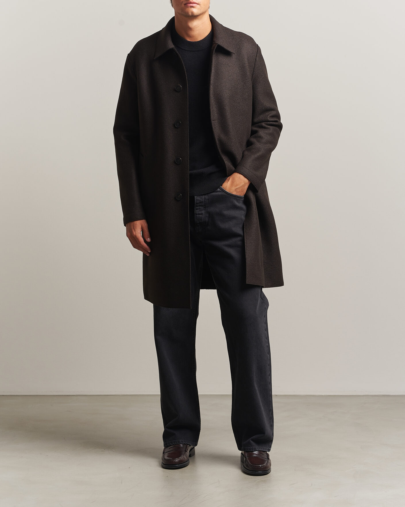 Uomini | Giacche | Harris Wharf London | Pressed Wool Mac Coat Dark Brown