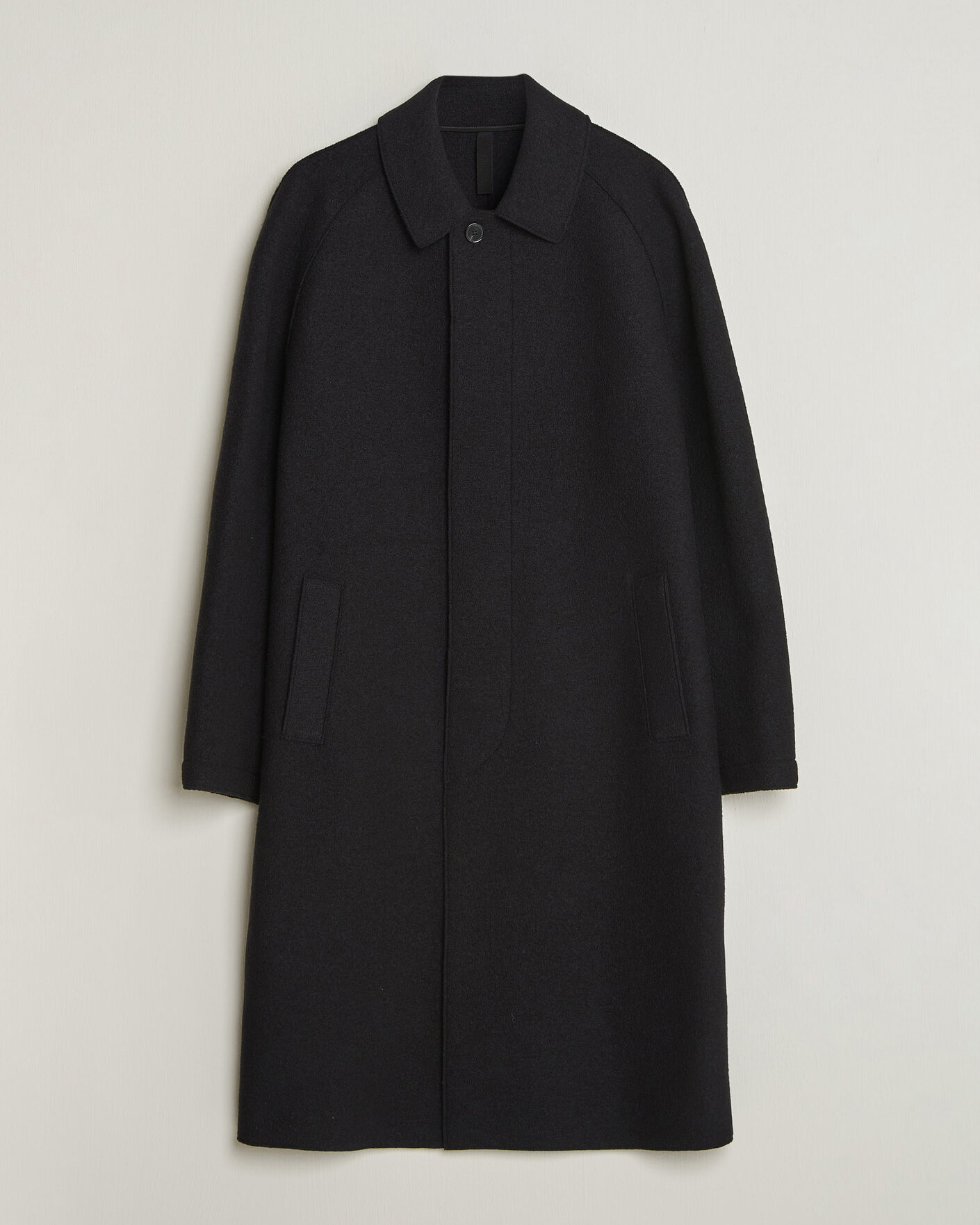 Uomini | Giacche | Harris Wharf London | Boiled Wool Fly Front Balmacan Coat Black