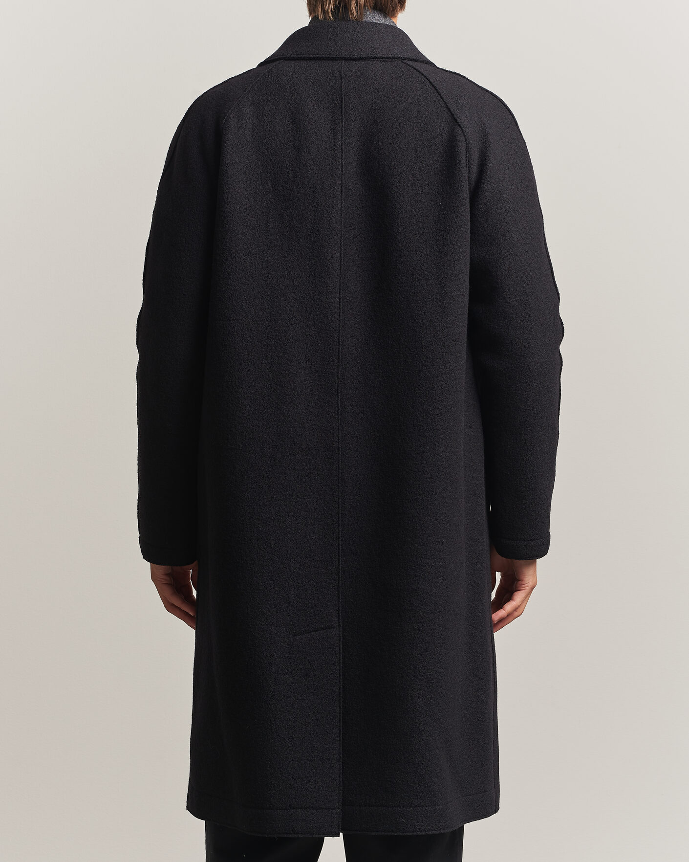 Uomini | Giacche | Harris Wharf London | Boiled Wool Fly Front Balmacan Coat Black