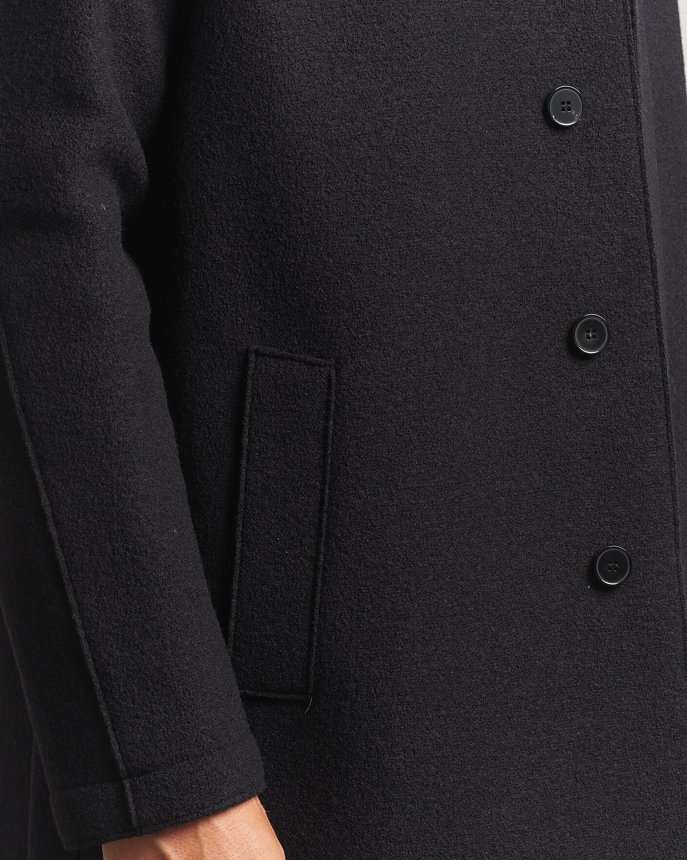 Uomini | Giacche | Harris Wharf London | Boiled Wool Fly Front Balmacan Coat Black