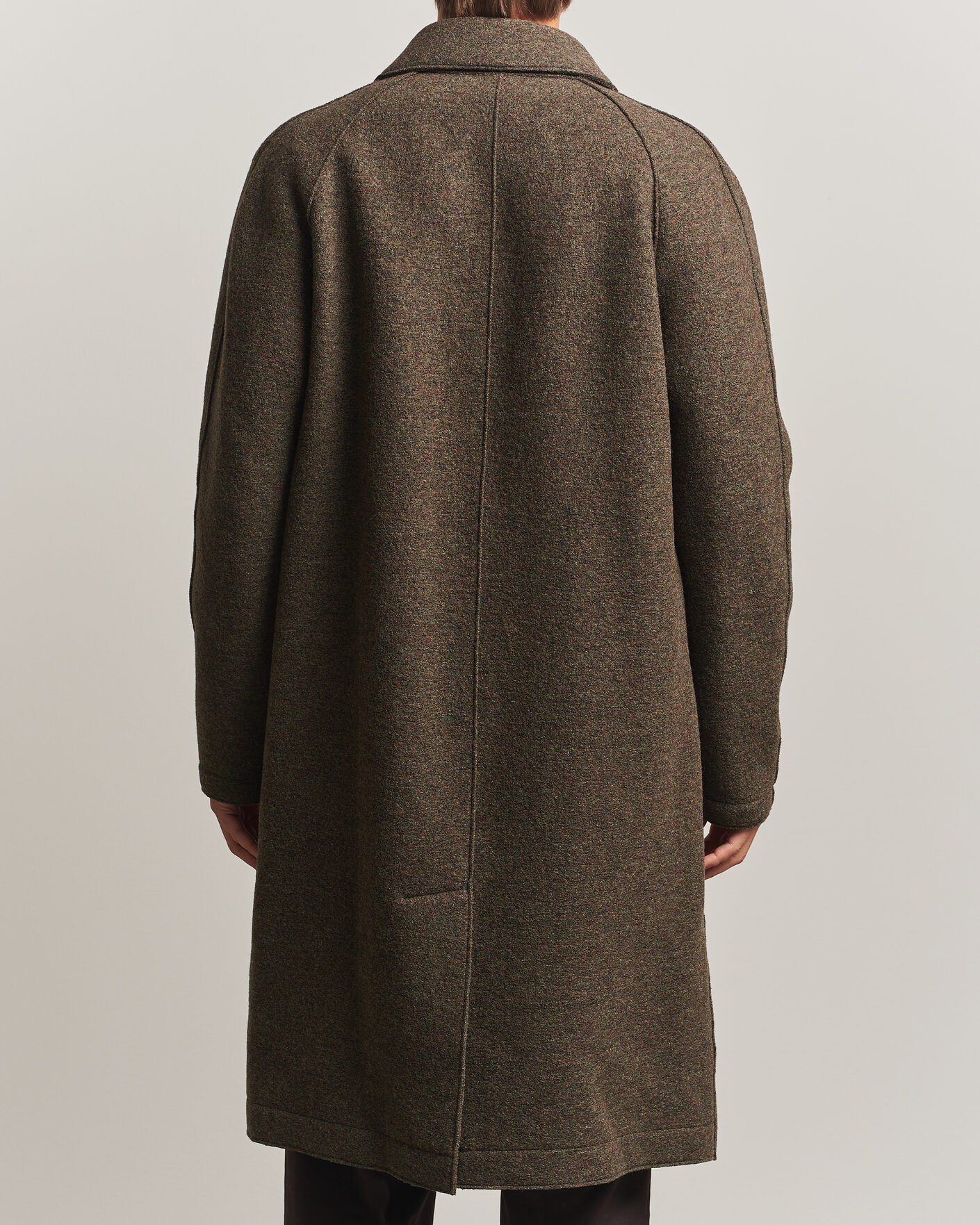 Uomini | Giacche | Harris Wharf London | Boiled Wool Fly Front Balmacan Coat Brown/Green