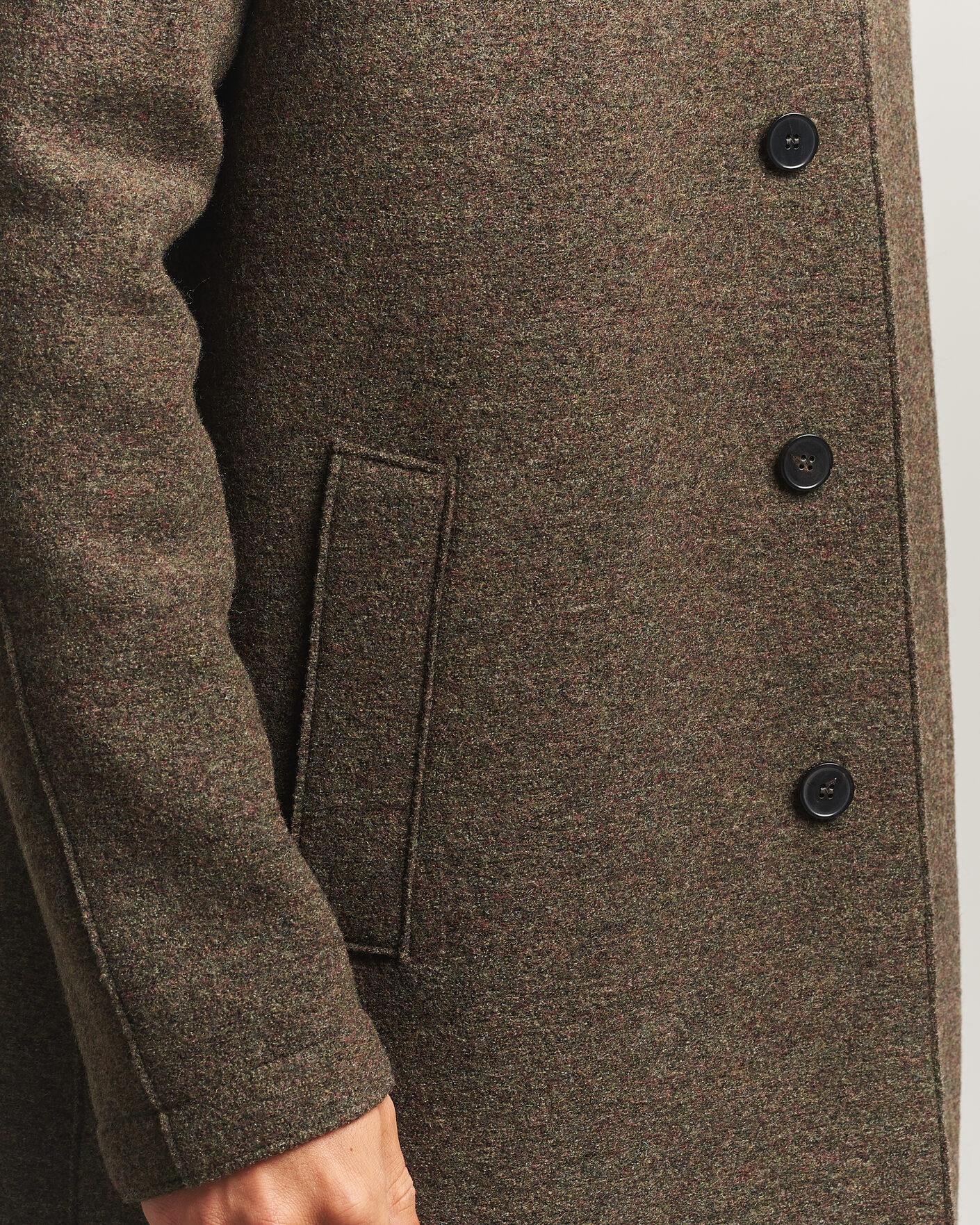 Uomini | Giacche | Harris Wharf London | Boiled Wool Fly Front Balmacan Coat Brown/Green