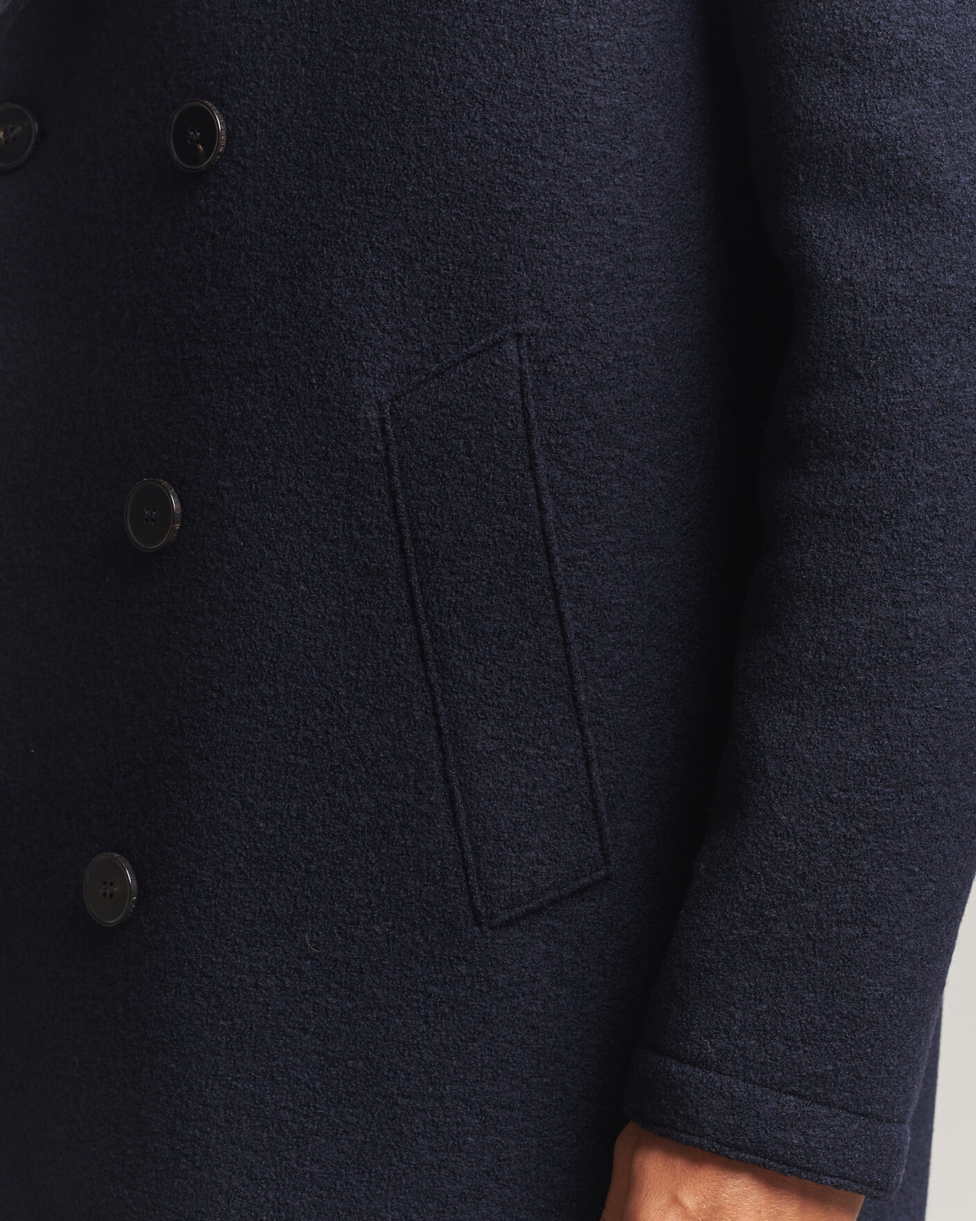 Uomini | Giacche | Harris Wharf London | Pressed Wool Long Peacoat Navy Blue