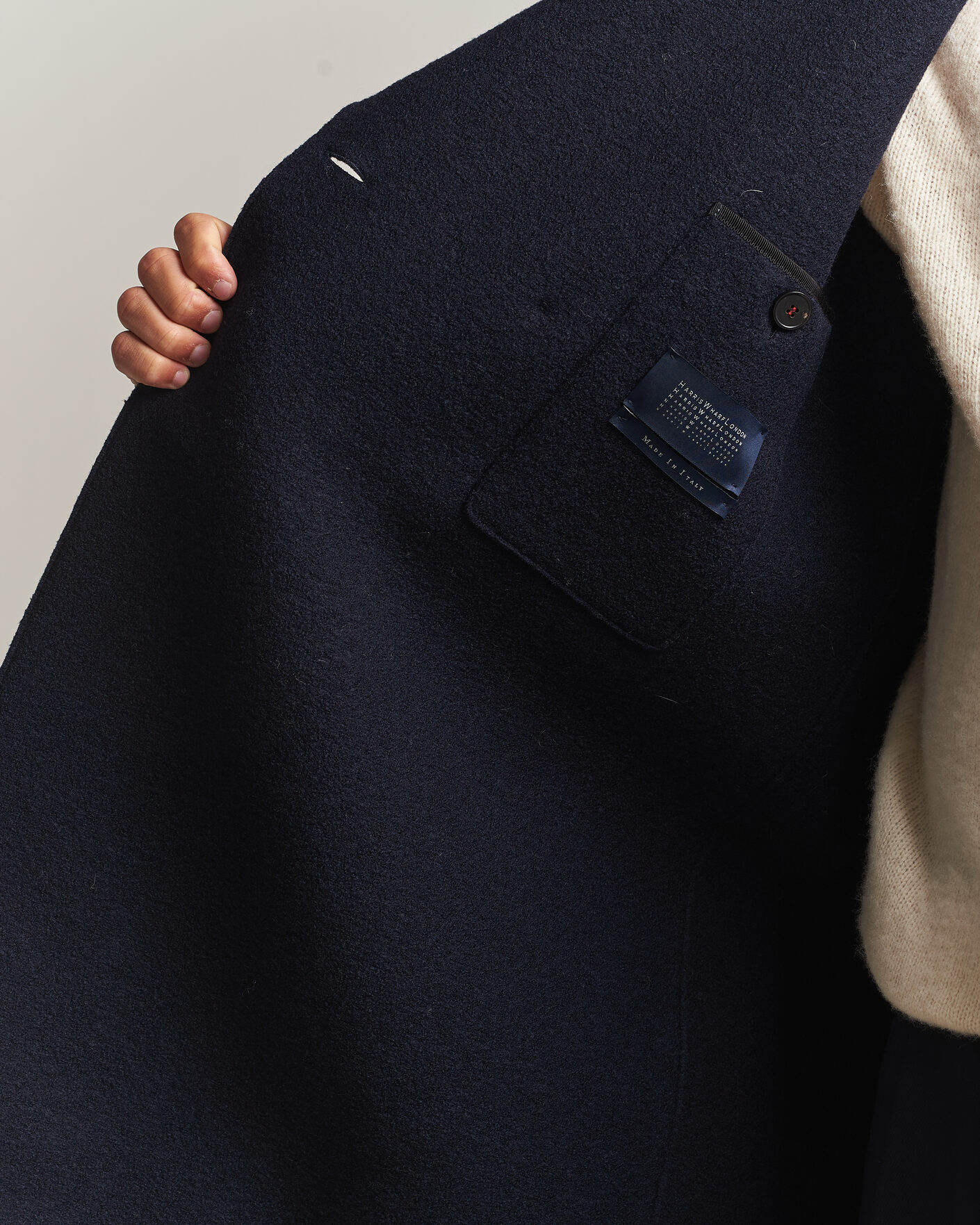 Uomini | Giacche | Harris Wharf London | Pressed Wool Long Peacoat Navy Blue