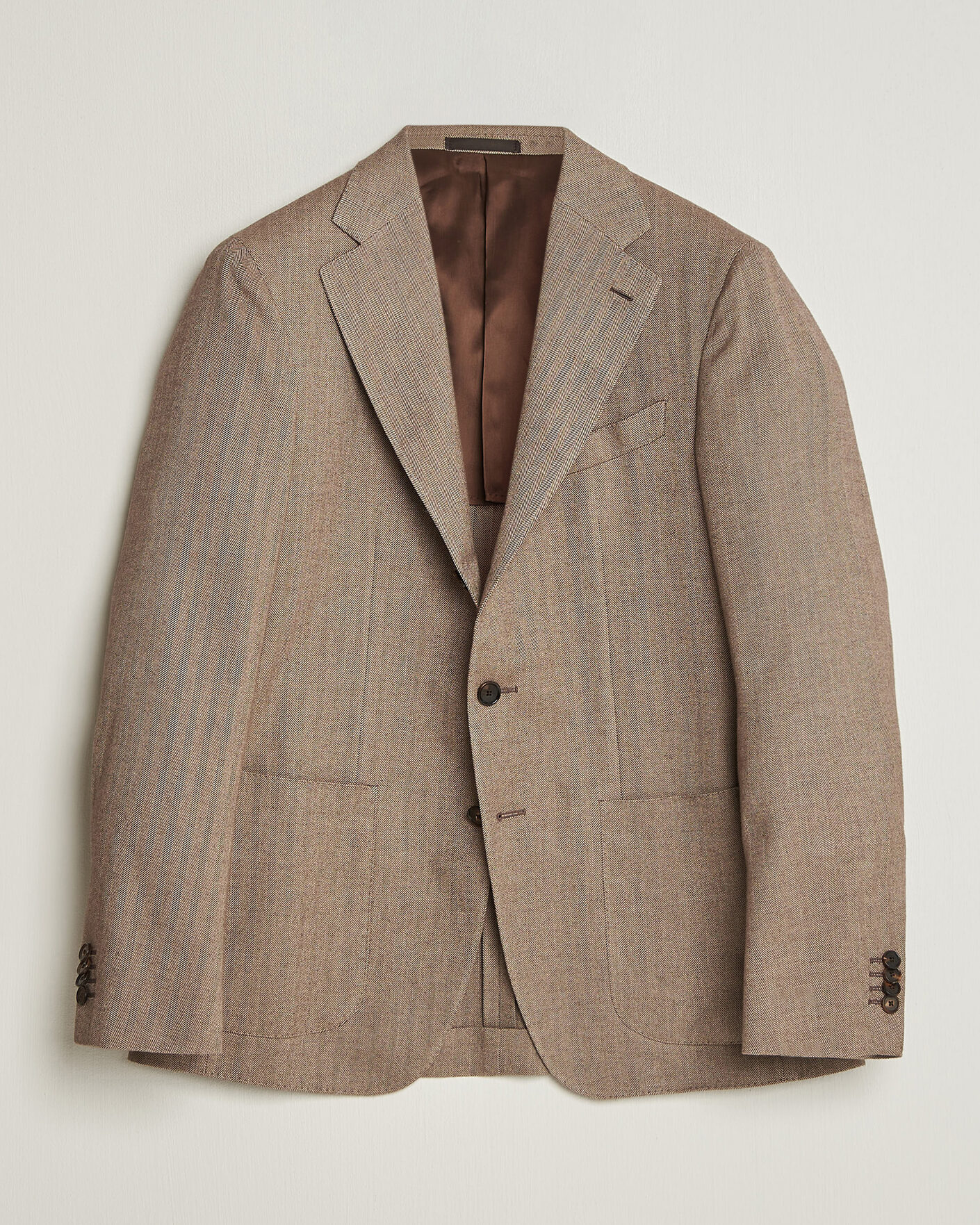 Uomini | Blazers | Caruso | Aida Herringbone Cotton Flannel Blazer Beige