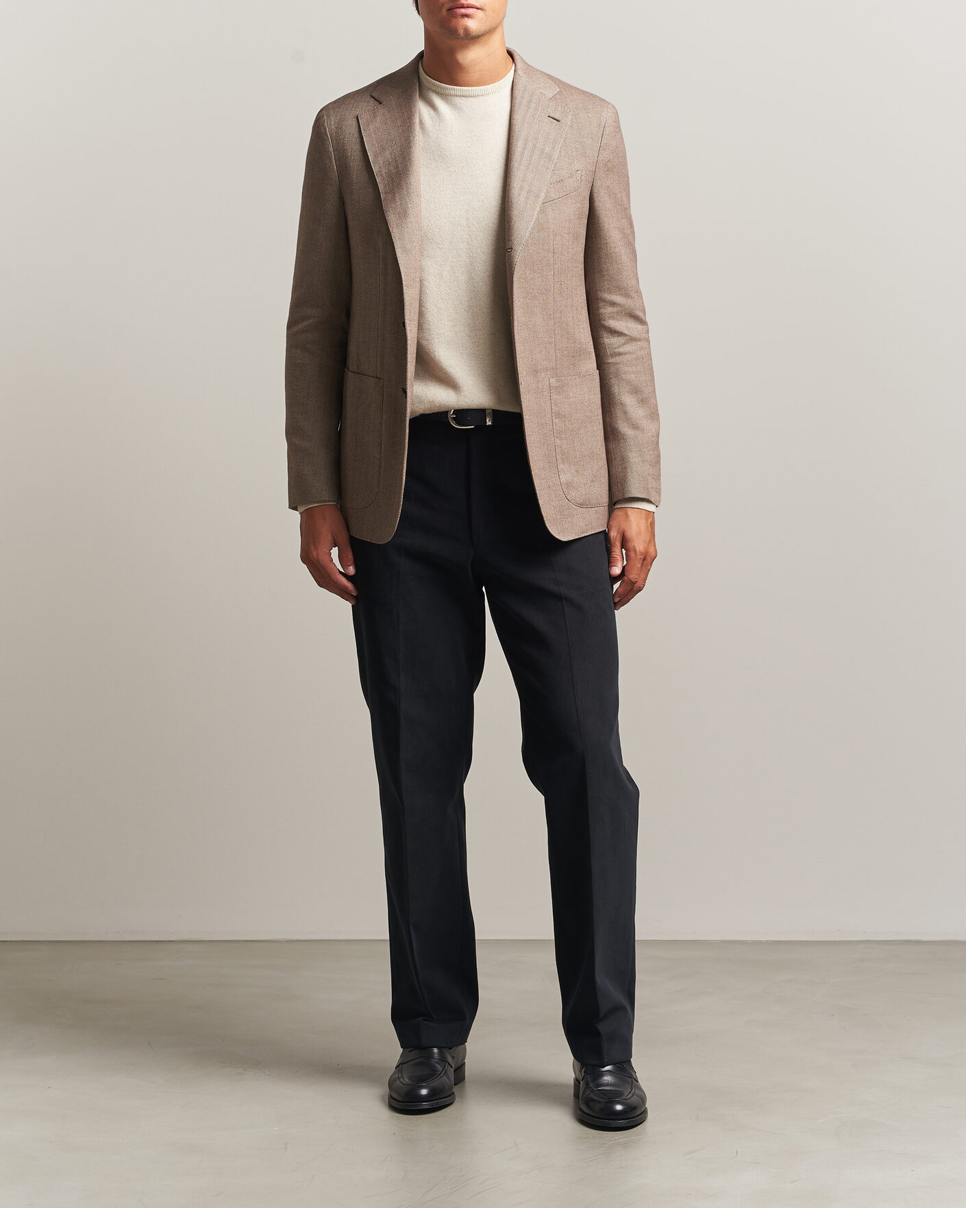 Uomini | Blazers | Caruso | Aida Herringbone Cotton Flannel Blazer Beige