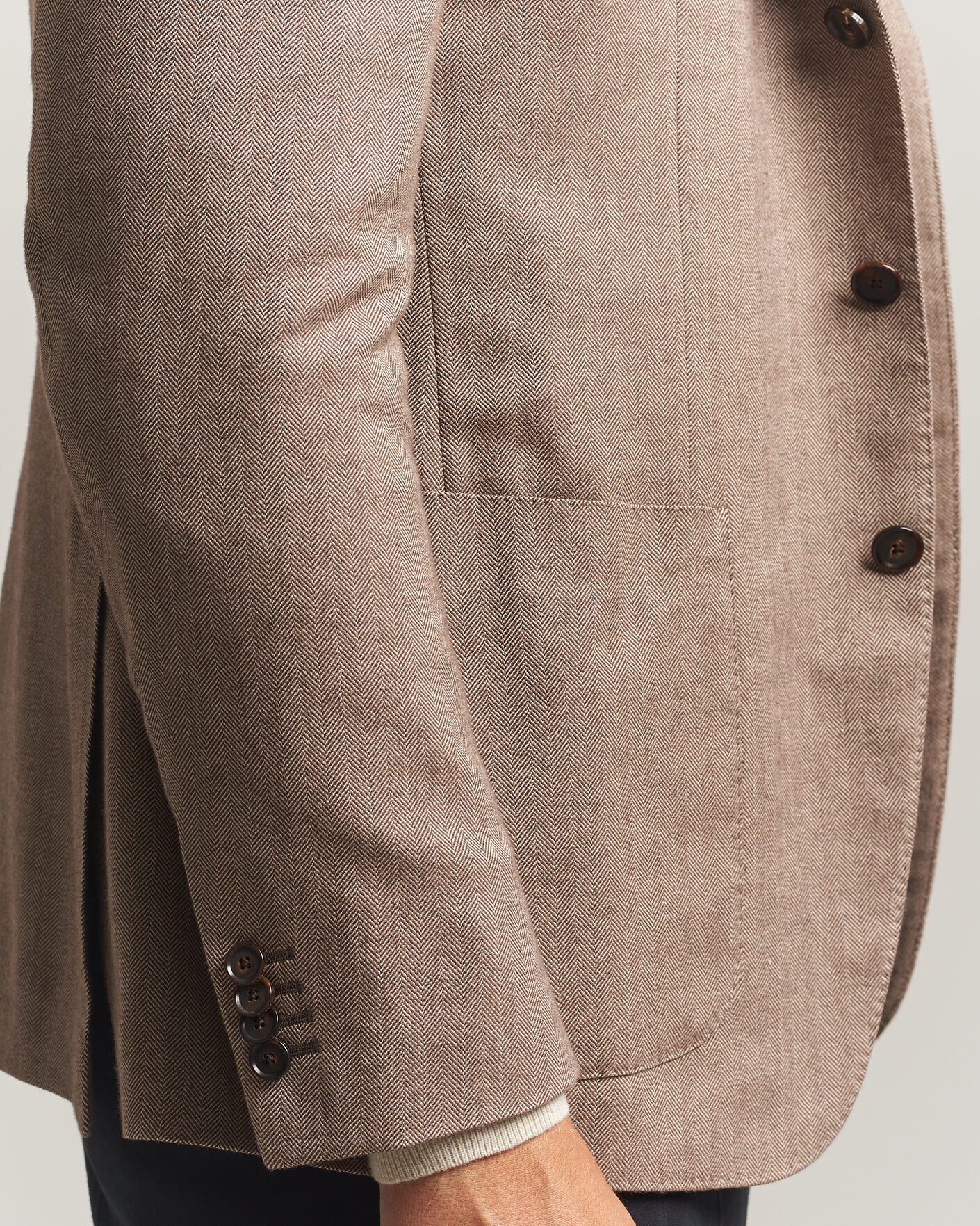 Uomini | Blazers | Caruso | Aida Herringbone Cotton Flannel Blazer Beige