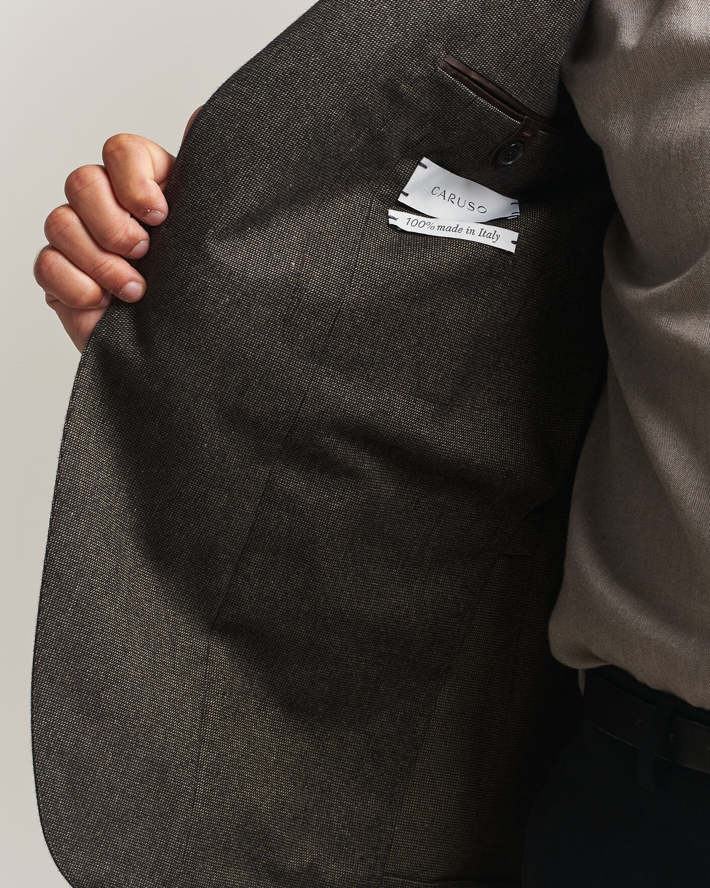 Uomini | Blazers | Caruso | Aida Brushed Cotton Blazer Dark Brown