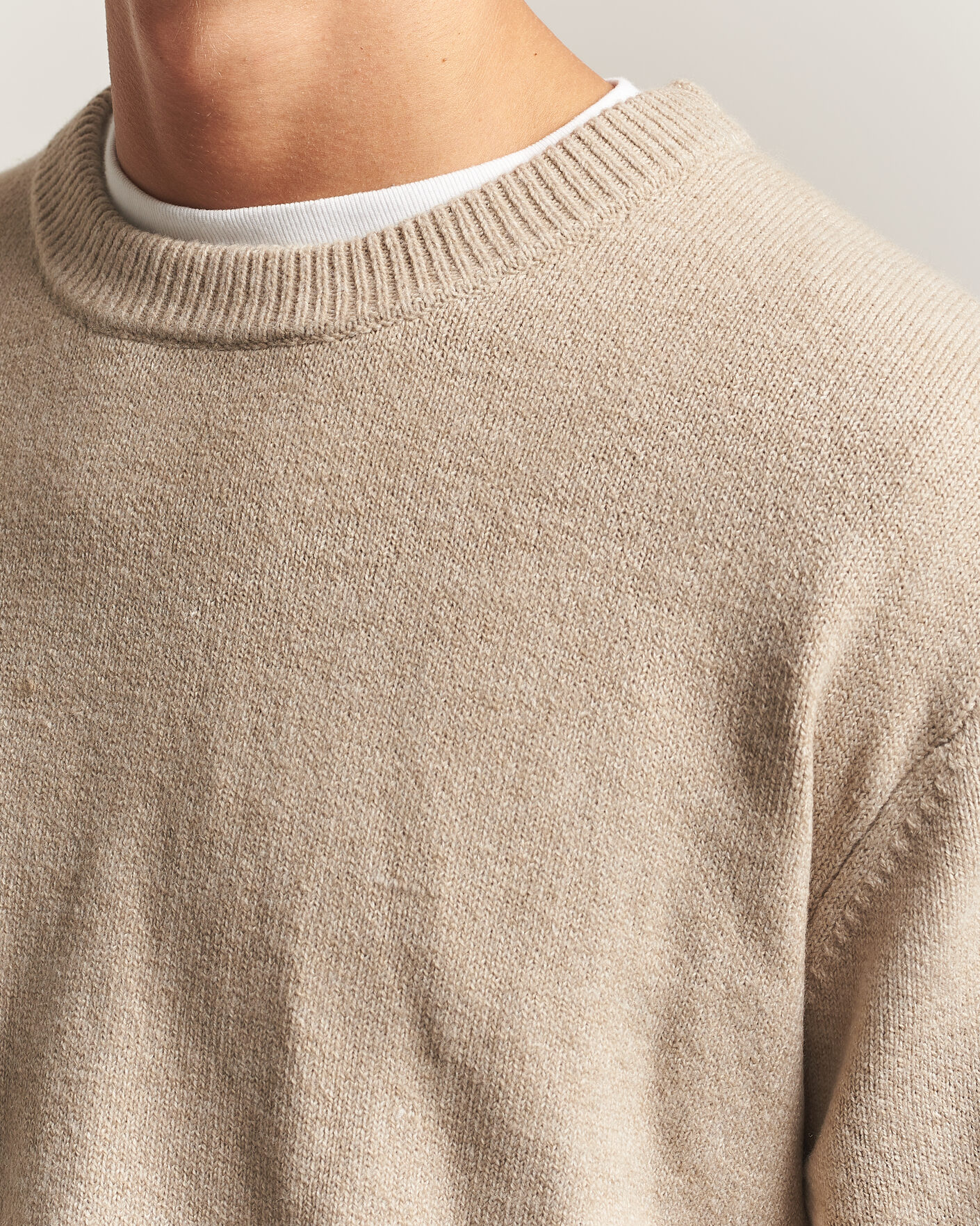 Uomini | Maglieria | KnowledgeCotton Apparel | Knitted Crewneck Feather Grey