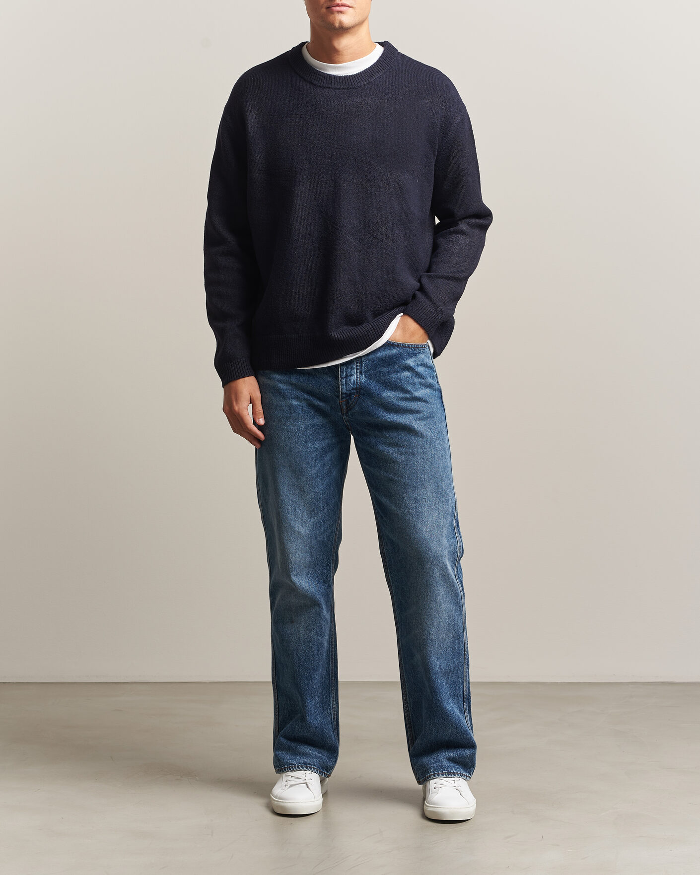 Uomini | Maglieria | KnowledgeCotton Apparel | Knitted Crewneck Night Sky