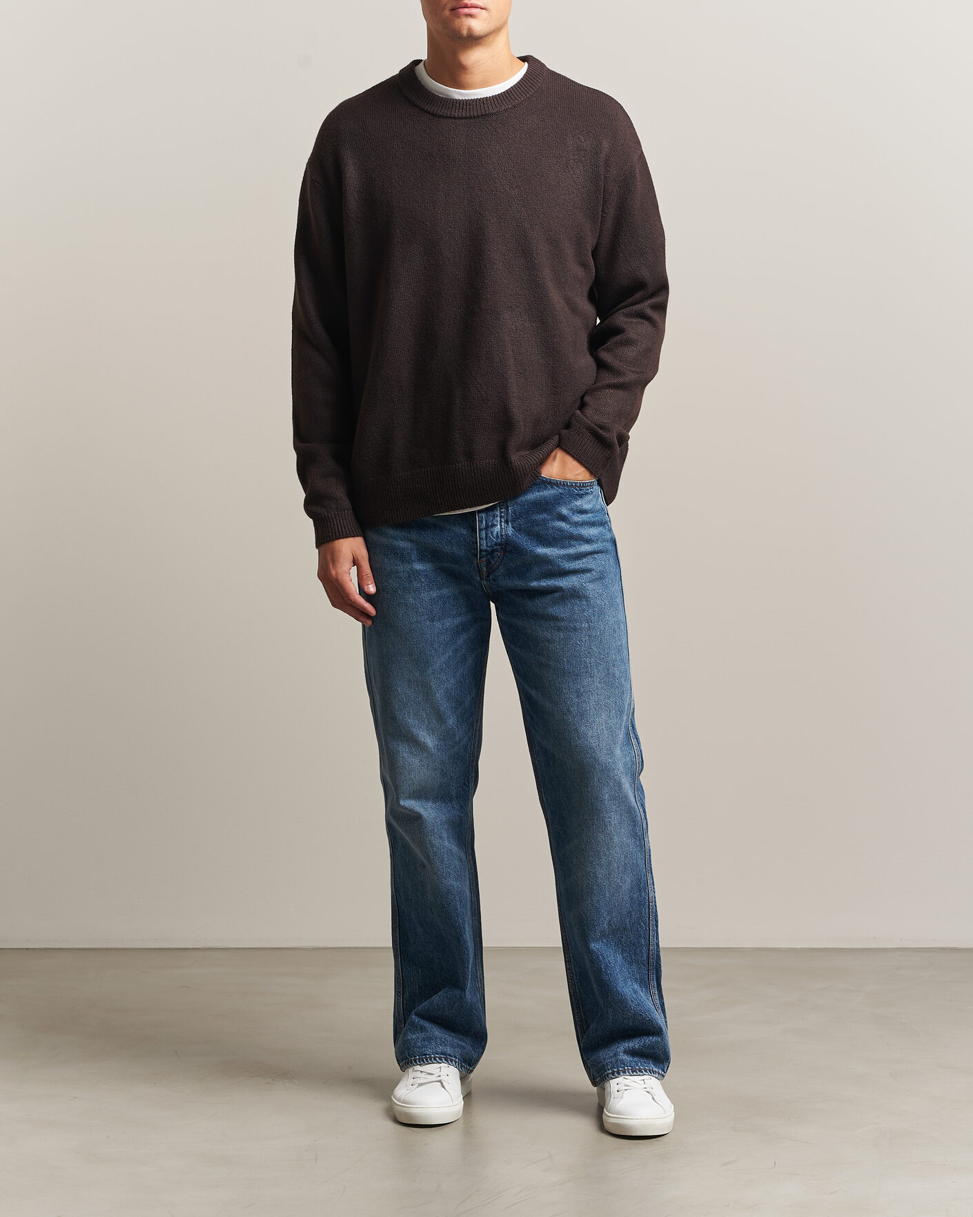 Uomini | Maglieria | KnowledgeCotton Apparel | Knitted Crewneck Chocolate Tort