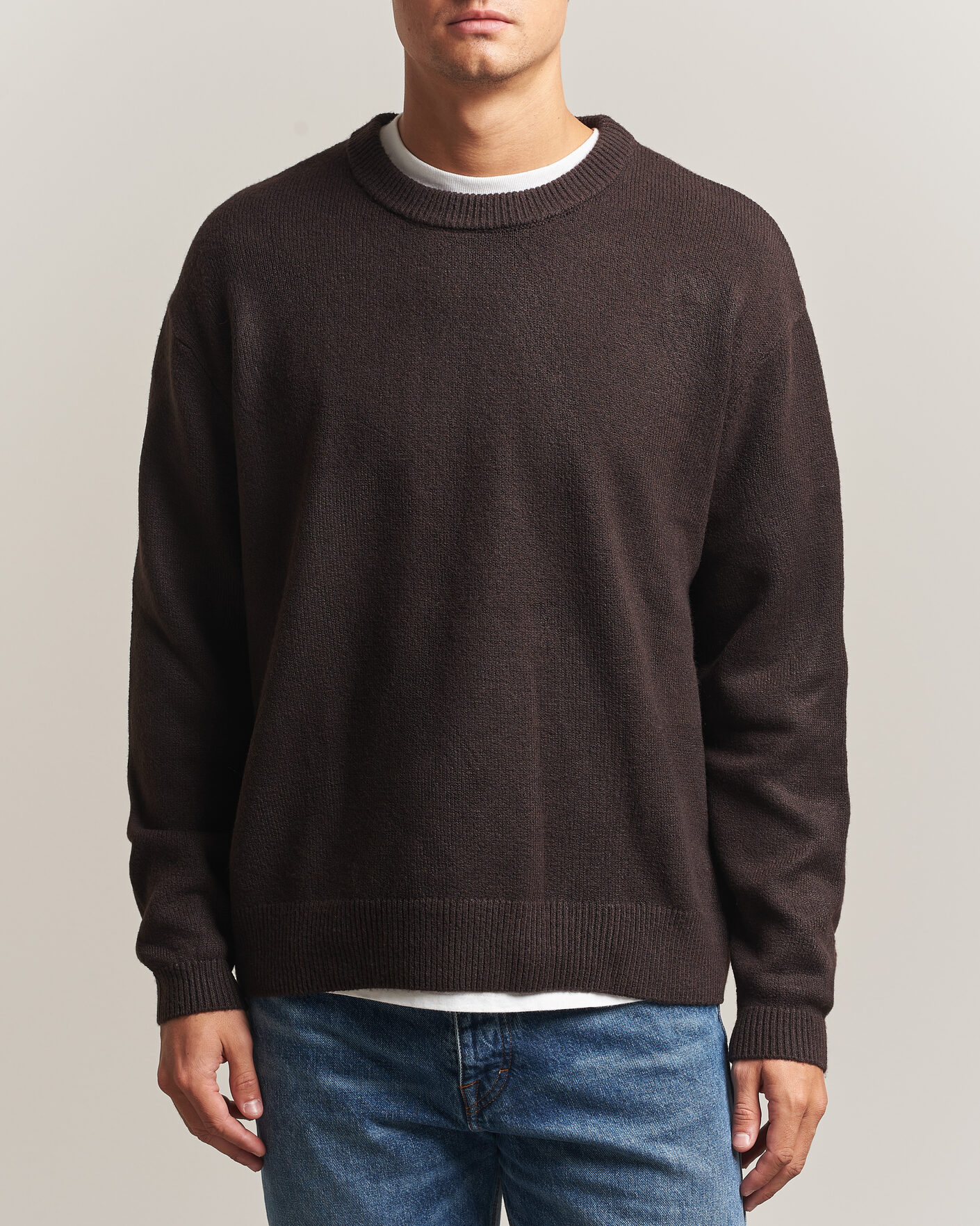 Uomini | Maglieria | KnowledgeCotton Apparel | Knitted Crewneck Chocolate Tort