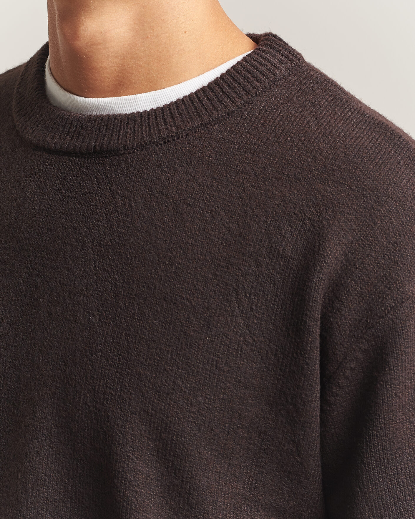 Uomini | Maglieria | KnowledgeCotton Apparel | Knitted Crewneck Chocolate Tort