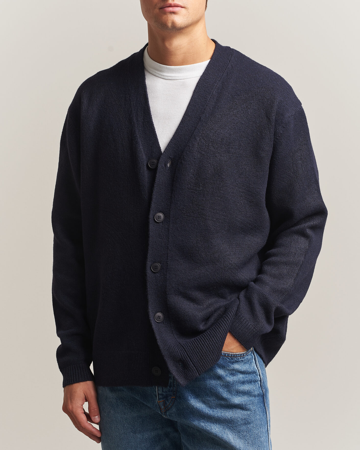 Uomini | Maglieria | KnowledgeCotton Apparel | Knitted Cardigan Night Sky