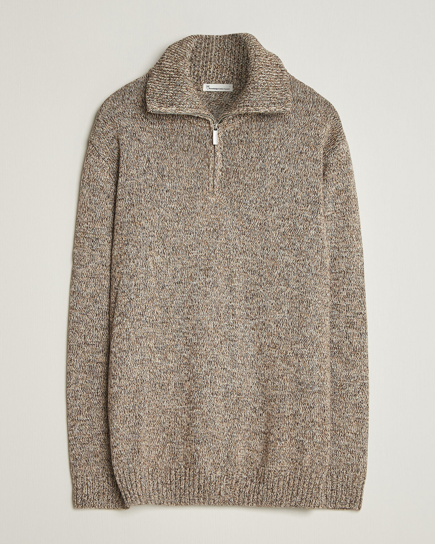 Uomini | Maglieria | KnowledgeCotton Apparel | Heavy Knitted Half Zip Brown