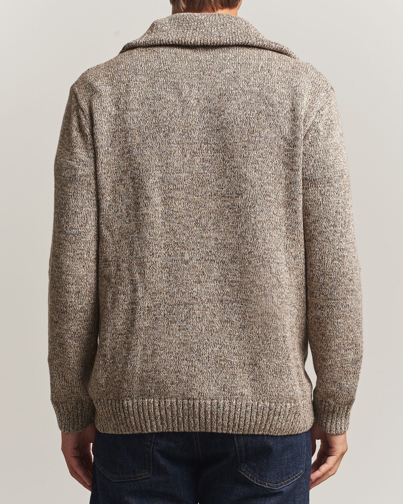 Uomini | Maglieria | KnowledgeCotton Apparel | Heavy Knitted Half Zip Brown
