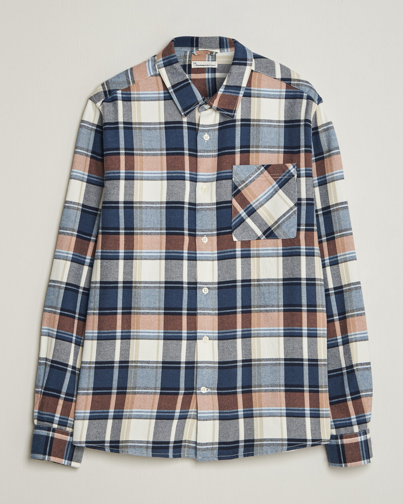 Uomini | Camicie | KnowledgeCotton Apparel | Regular Fit Check Melange Flannel Shirt Navy