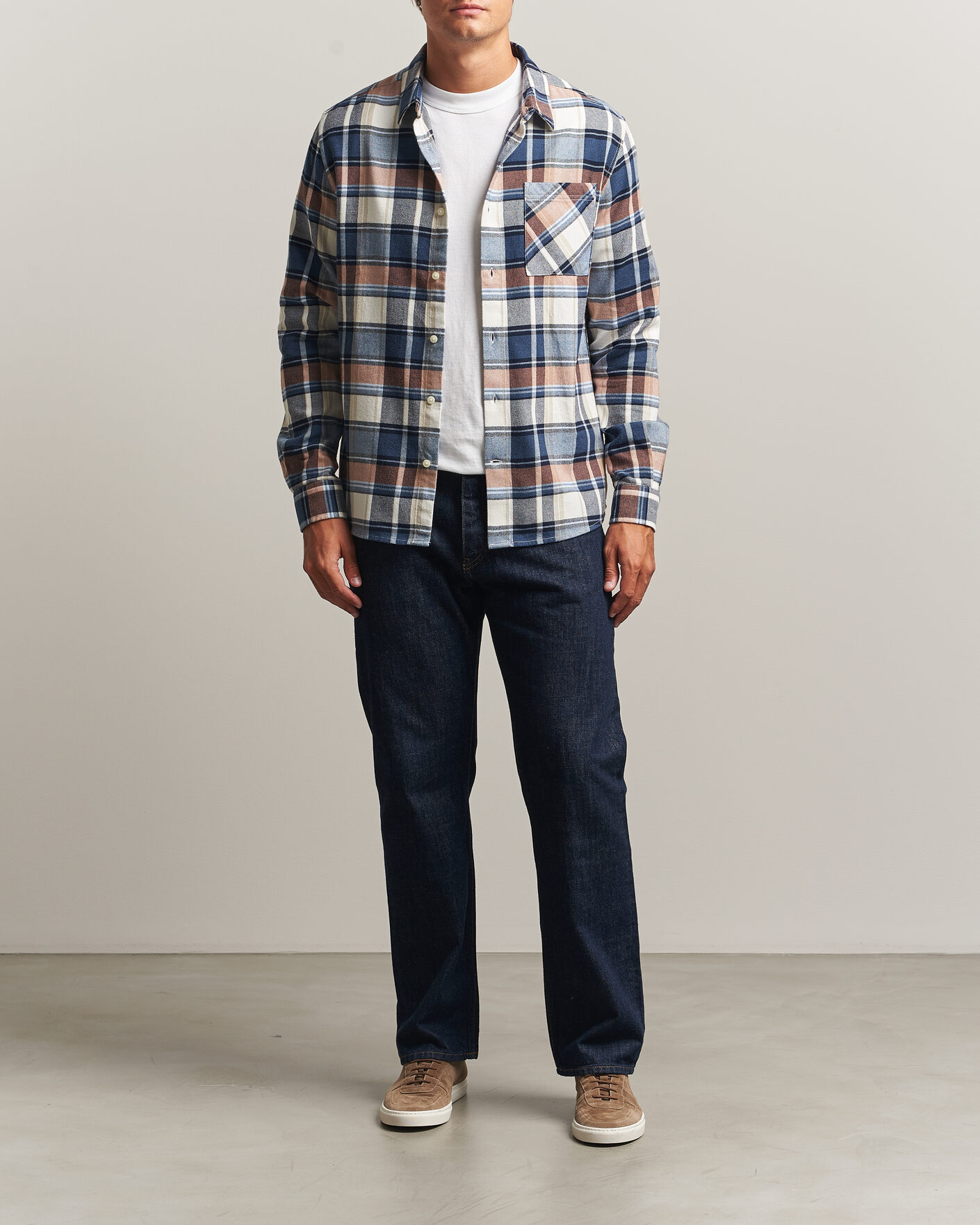 Uomini | Camicie | KnowledgeCotton Apparel | Regular Fit Check Melange Flannel Shirt Navy