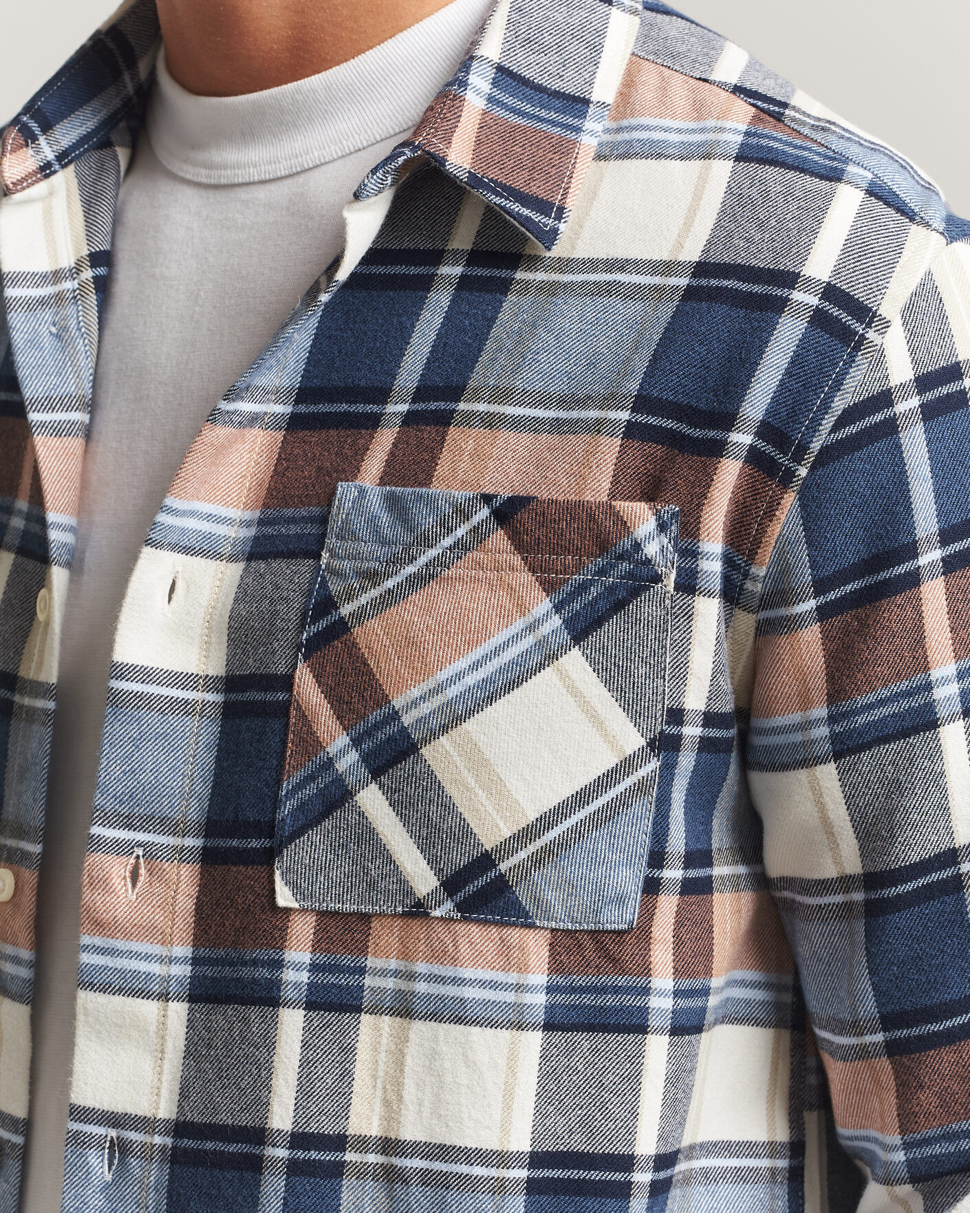 Uomini | Camicie | KnowledgeCotton Apparel | Regular Fit Check Melange Flannel Shirt Navy
