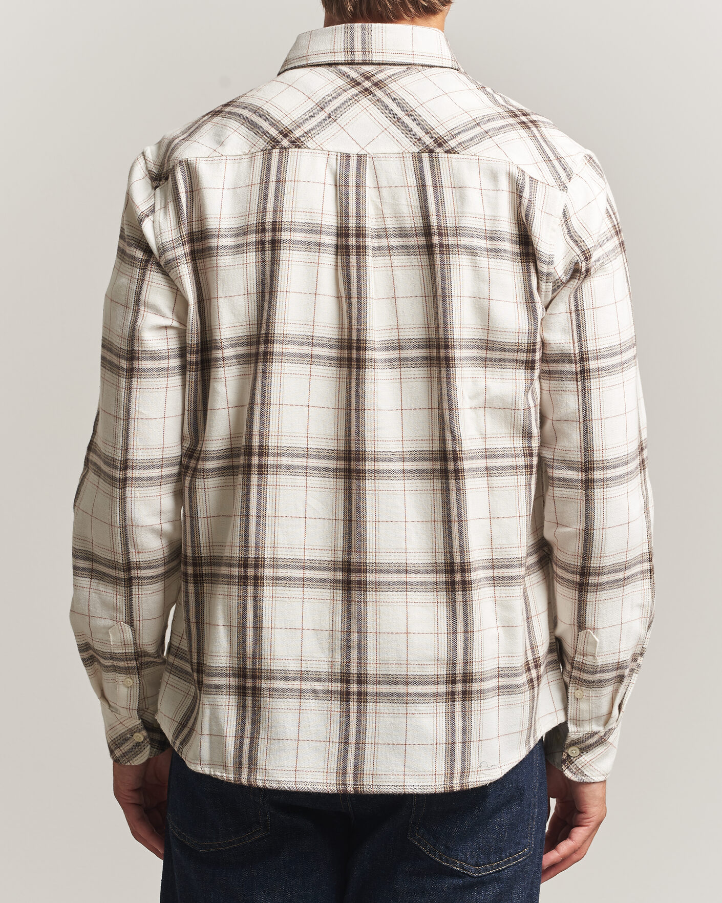 Uomini | Camicie | KnowledgeCotton Apparel | Regular Fit Check Melange Flannel Shirt Cream