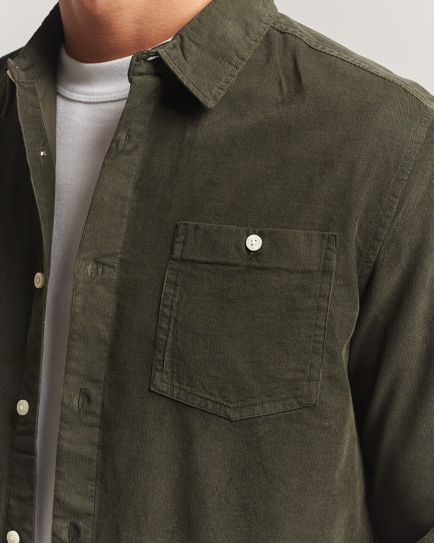 Uomini | Camicie | KnowledgeCotton Apparel | Regular Fit Cord Shirt Forest Night