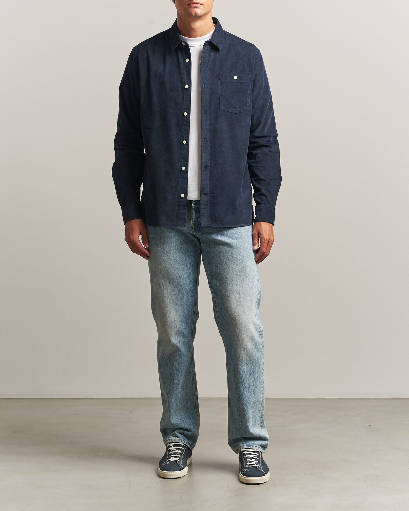 Uomini | Camicie | KnowledgeCotton Apparel | Regular Fit Cord Shirt Night Sky