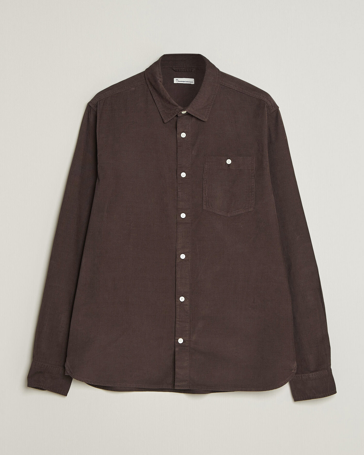 Uomini | Camicie | KnowledgeCotton Apparel | Regular Fit Cord Shirt Chocolate