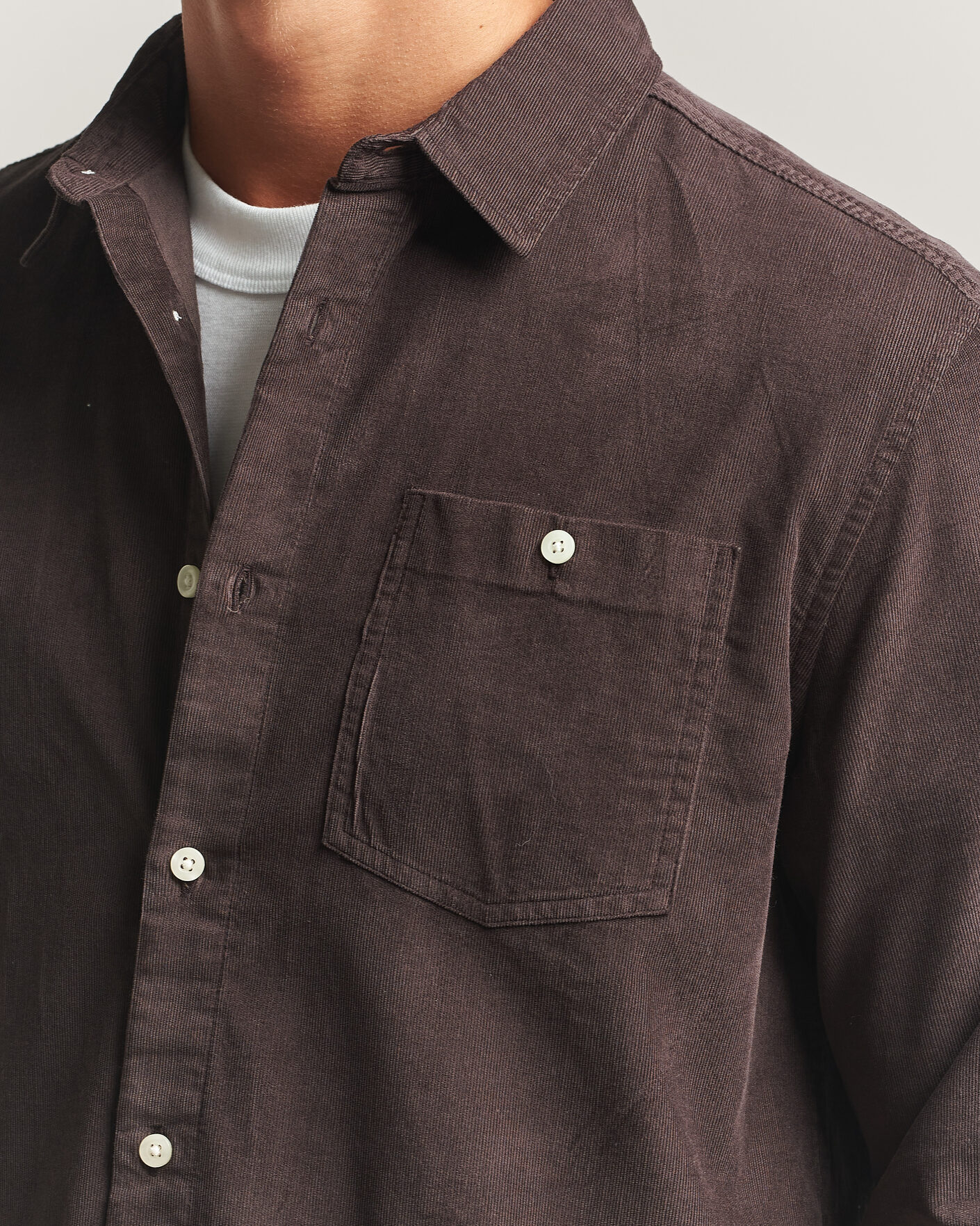 Uomini | Camicie | KnowledgeCotton Apparel | Regular Fit Cord Shirt Chocolate