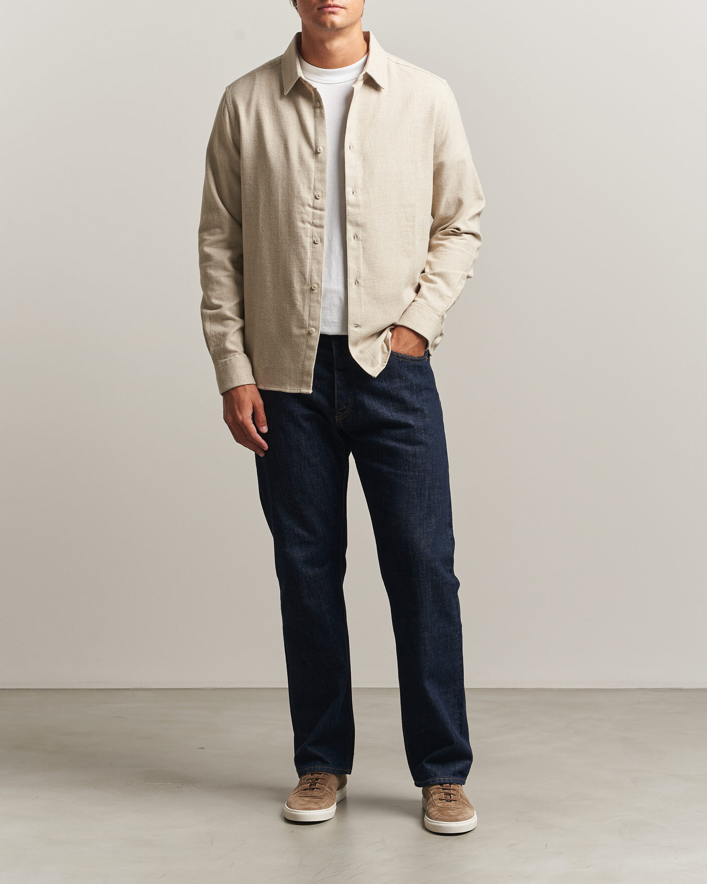 Uomini | Camicie | KnowledgeCotton Apparel | Regular Fit Melange Flannel Shirt Feather Grey