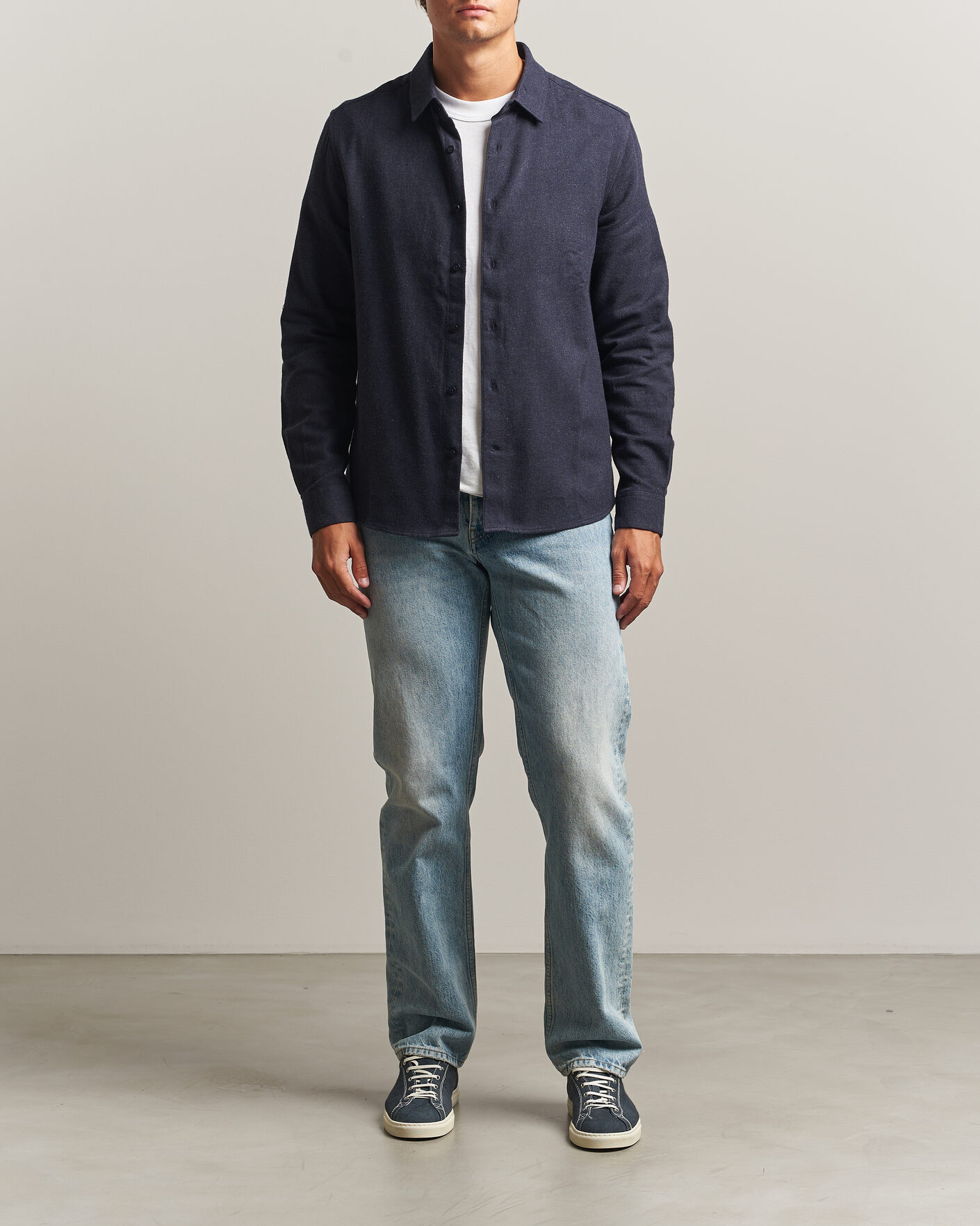 Uomini | Camicie | KnowledgeCotton Apparel | Regular Fit Melange Flannel Shirt Navy
