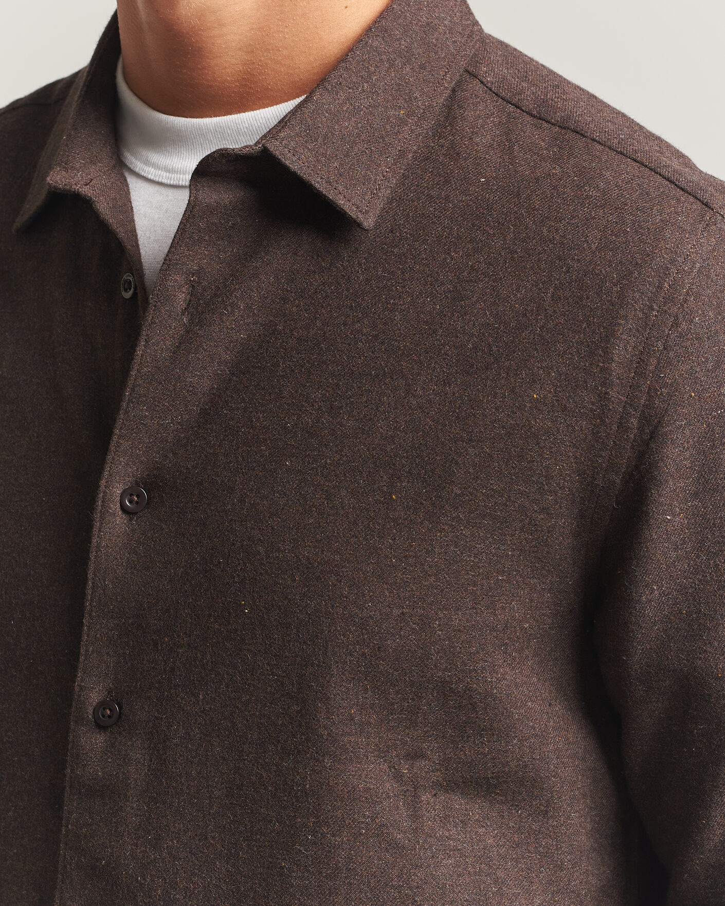 Uomini | Camicie | KnowledgeCotton Apparel | Regular Fit Melange Flannel Shirt Chocolate