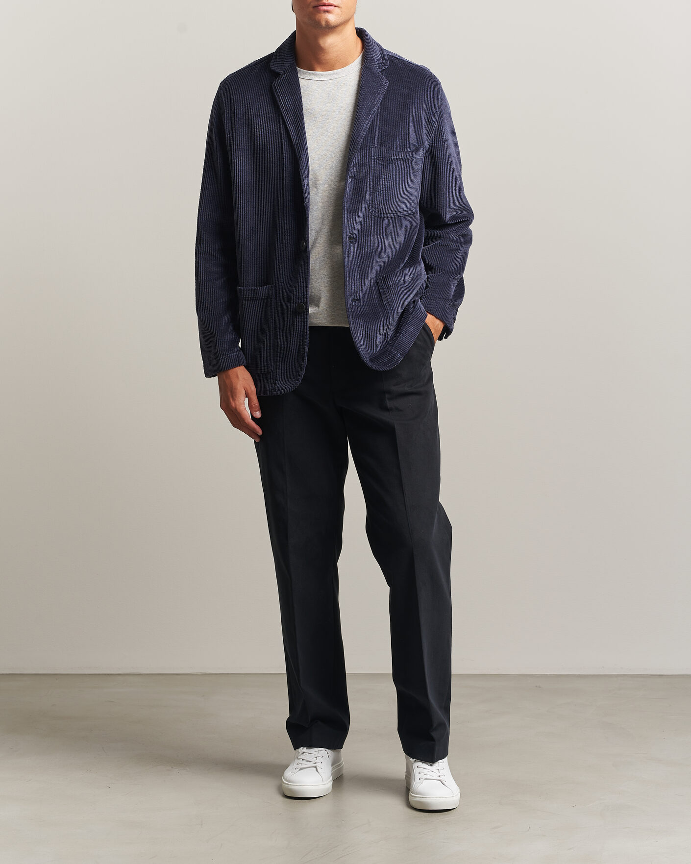 Uomini | Blazers | KnowledgeCotton Apparel | Cotton Corduroy Blazer Night Sky