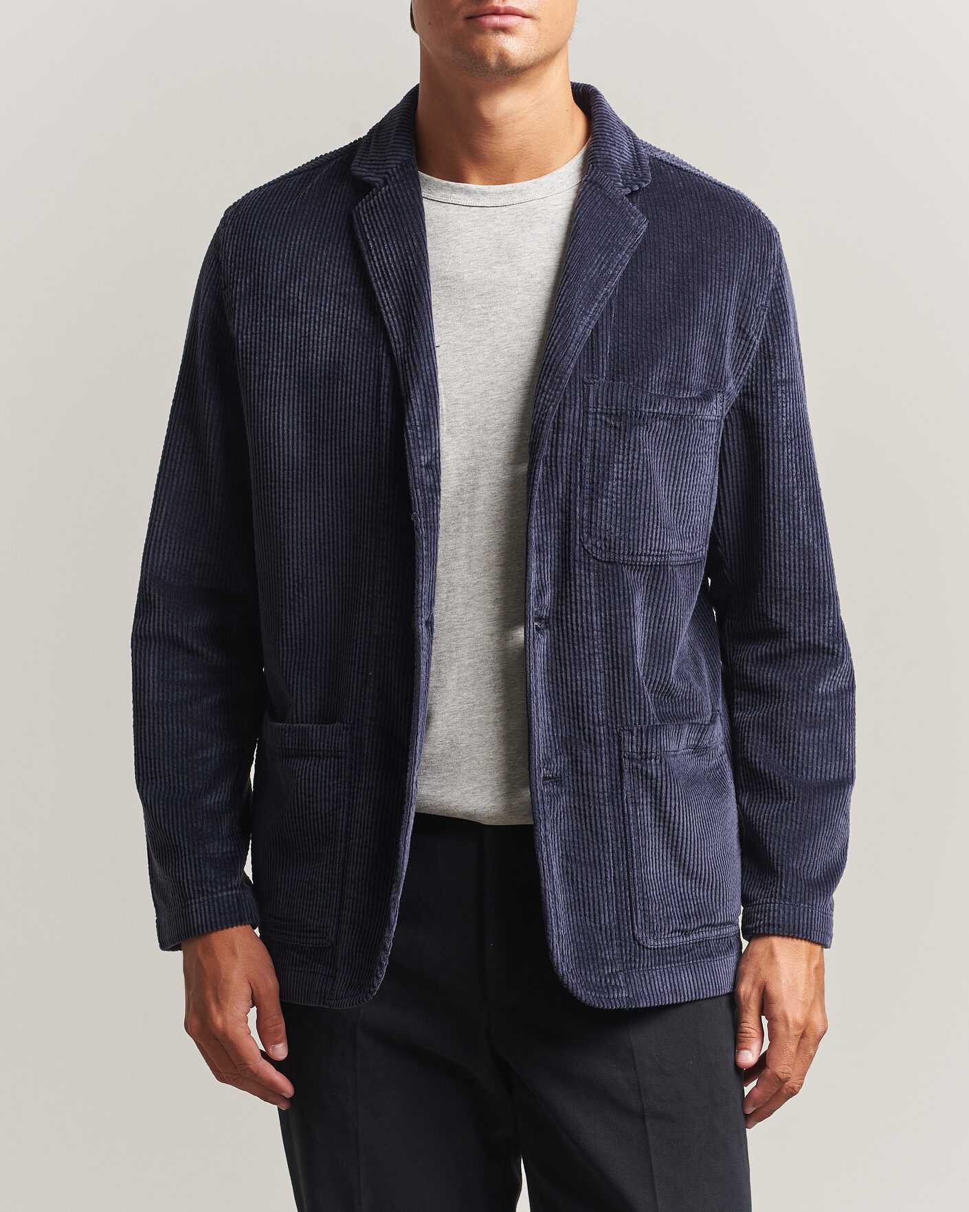 Uomini | Blazers | KnowledgeCotton Apparel | Cotton Corduroy Blazer Night Sky