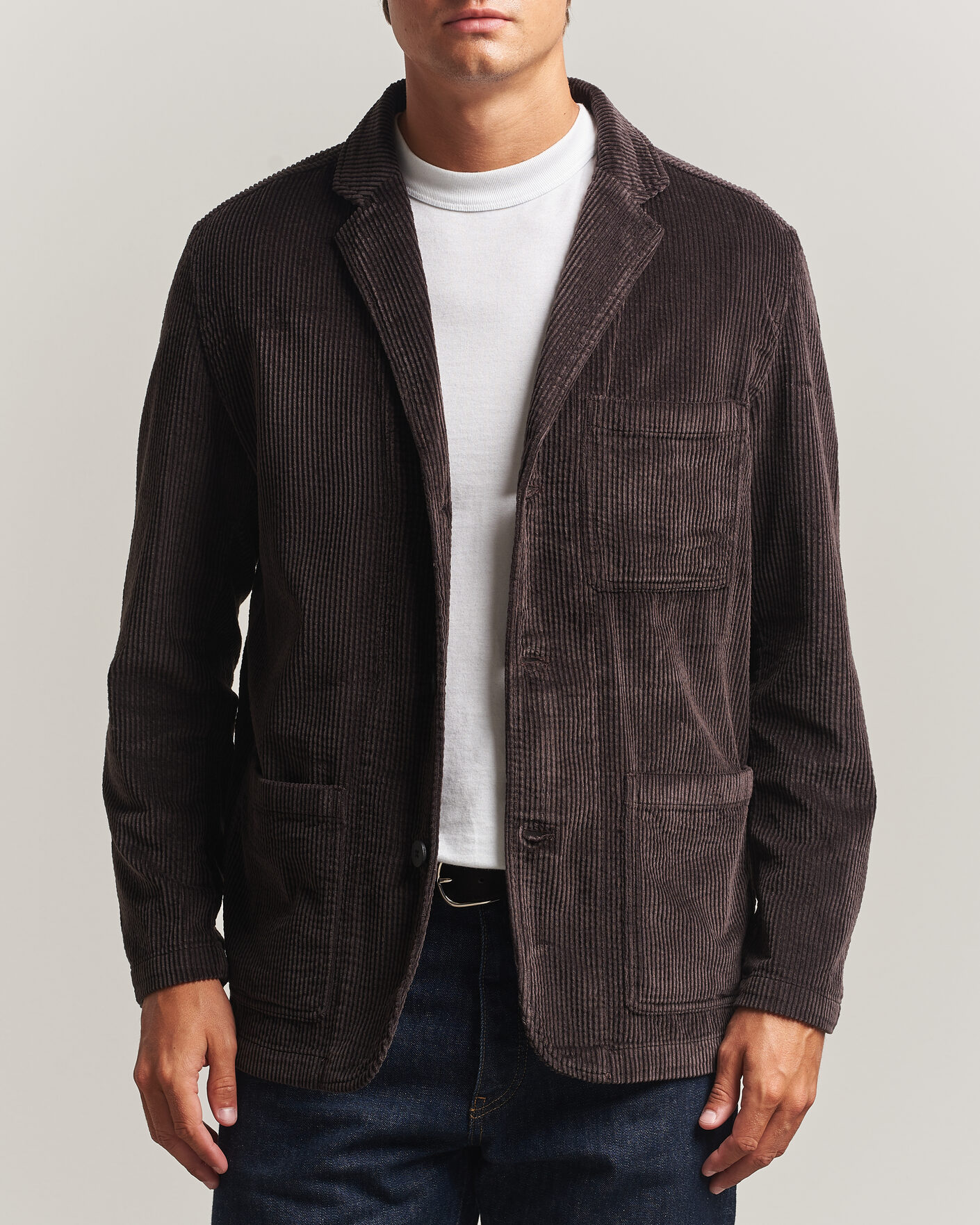 Uomini | Blazers | KnowledgeCotton Apparel | Cotton Corduroy Blazer Chocolate