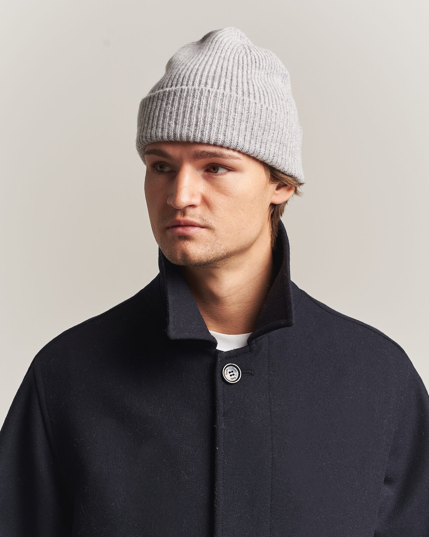 Uomini | Berretti | Robert Mackie | Clyde Lambswool Beanie Light Grey
