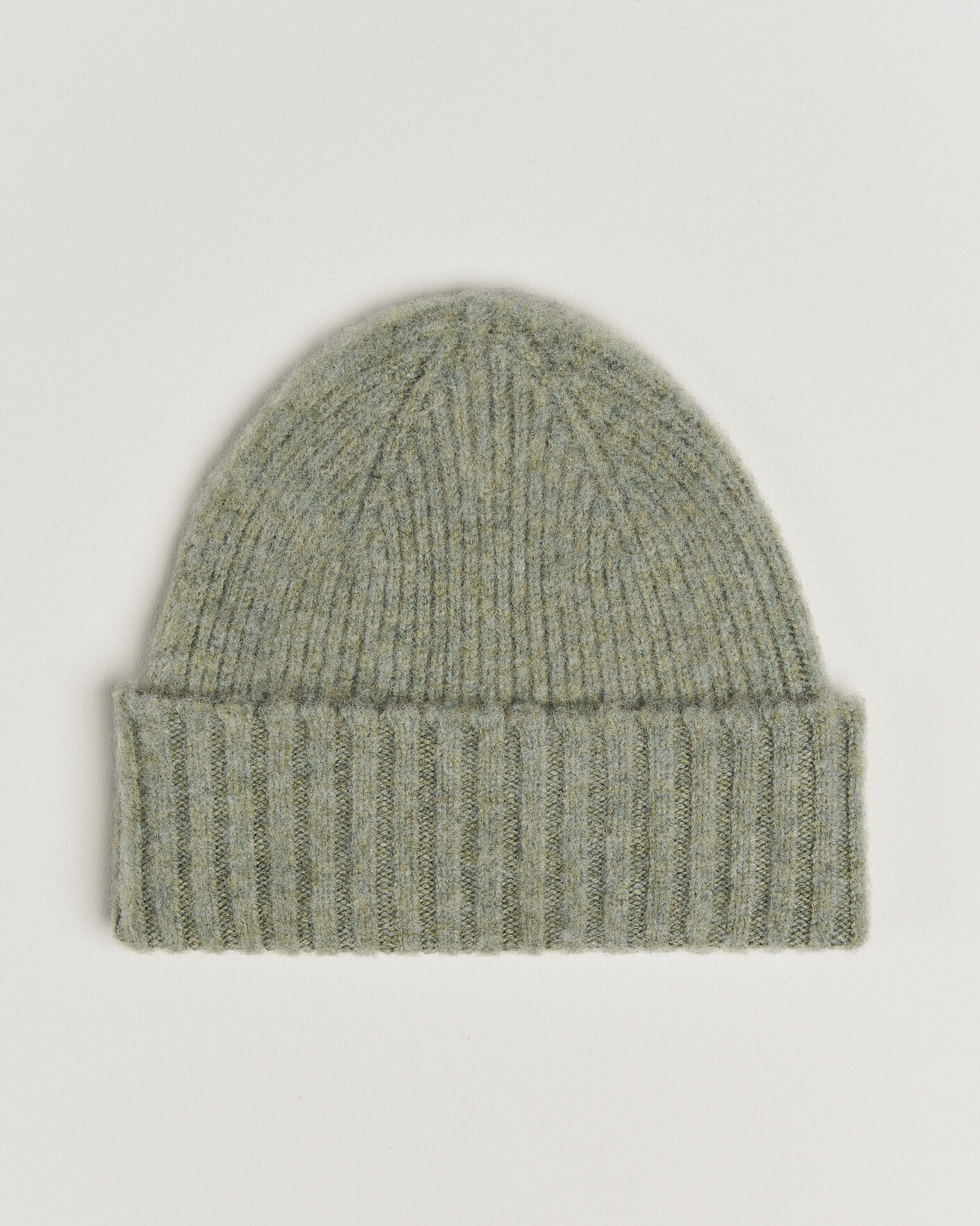 Uomini | Berretti | Robert Mackie | Rona Ribbed Shaggy Lambswool Beanie Light Green