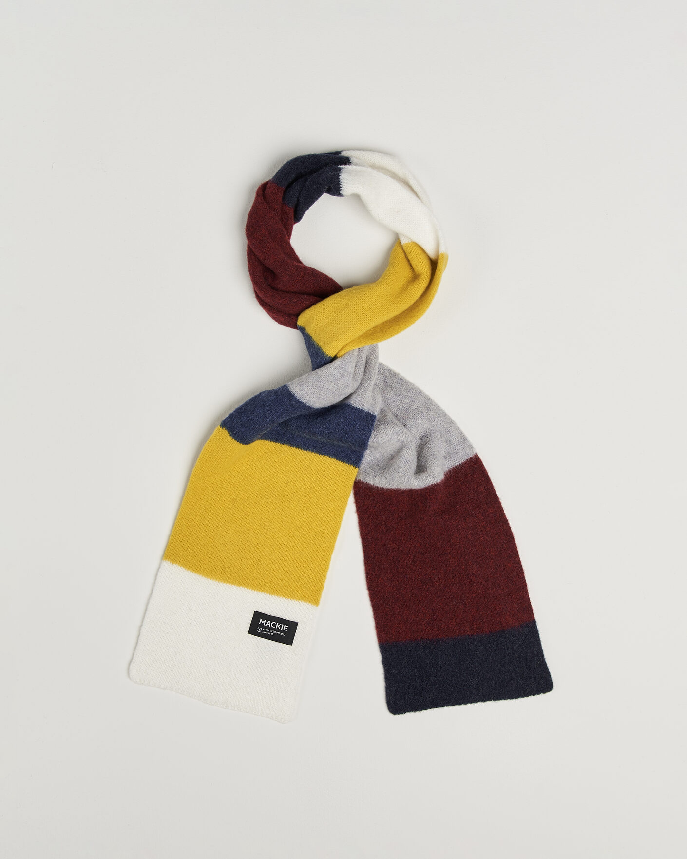 Uomini | Sciarpe | Robert Mackie | Rona Ribbed Shaggy Lambswool Scarf Yellow/Grey/Blue Mix