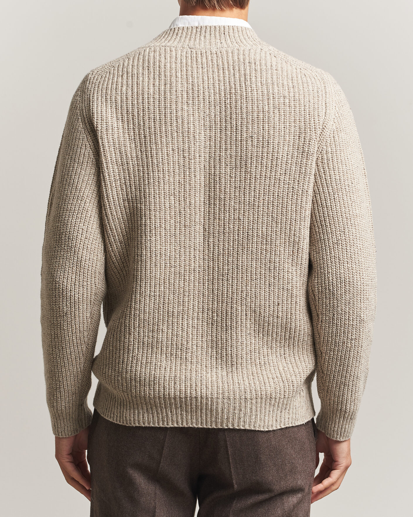 Uomini | Maglieria | Morgano | Fisherman Ribb Donegal Knitted V-Neck Beige