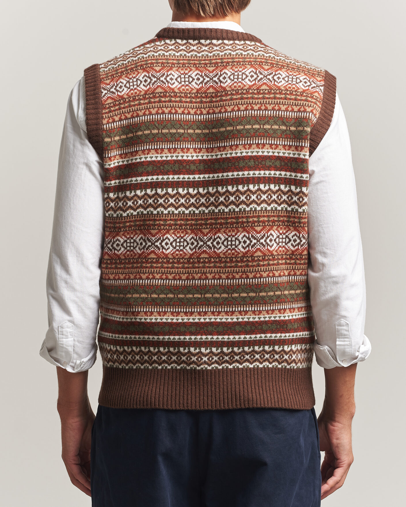 Uomini | Maglieria | Morgano | Wool/Cashmere Fair Isle Knitted Vest Brown