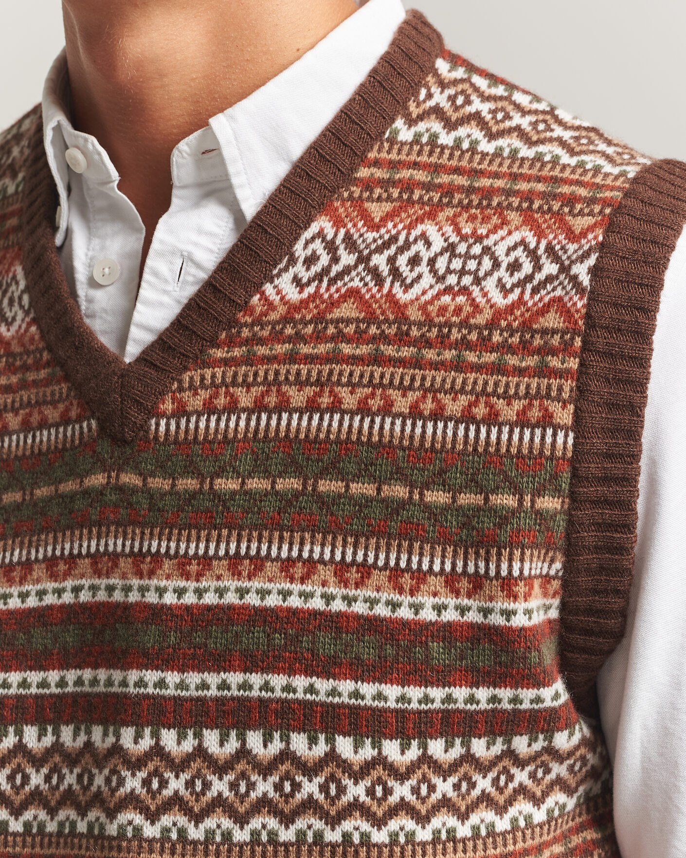 Uomini | Maglieria | Morgano | Wool/Cashmere Fair Isle Knitted Vest Brown