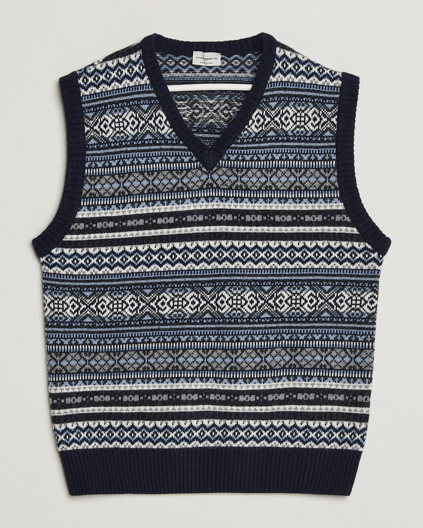 Uomini | Maglieria | Morgano | Wool/Cashmere Fair Isle Knitted Vest Navy