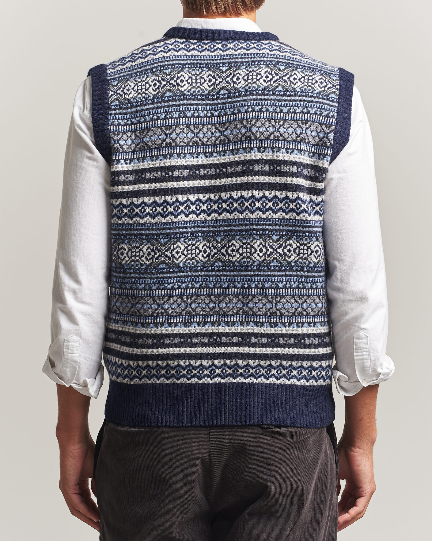 Uomini | Maglieria | Morgano | Wool/Cashmere Fair Isle Knitted Vest Navy