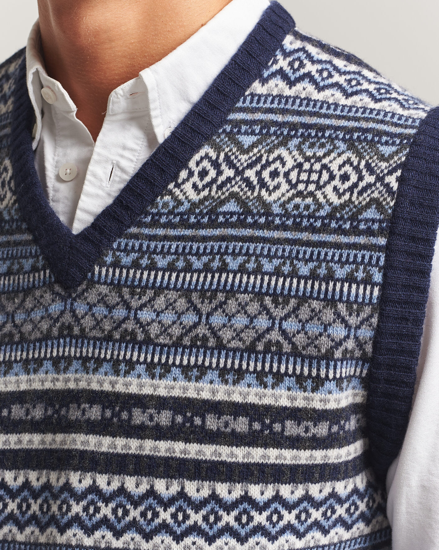 Uomini | Maglieria | Morgano | Wool/Cashmere Fair Isle Knitted Vest Navy