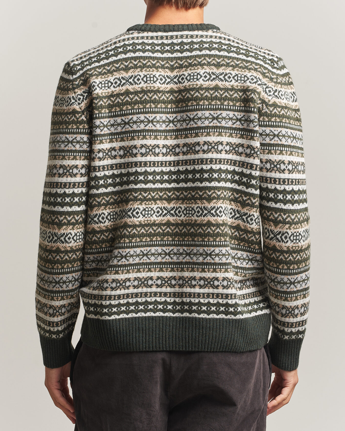 Uomini | Maglieria | Morgano | Wool/Cashmere Fair Isle Knitted Crewneck Green