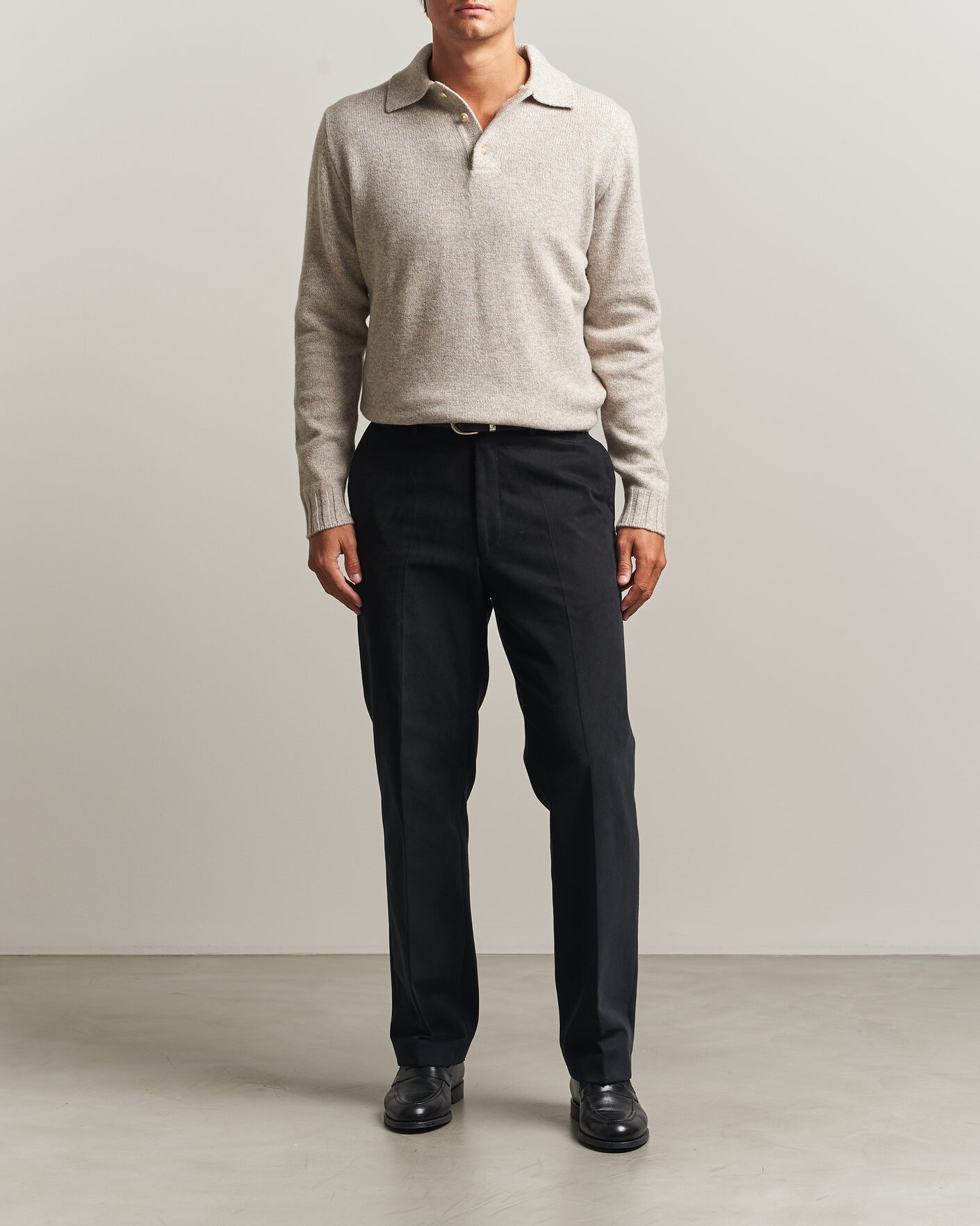 Uomini | Maglieria | Morgano | Wool/Cashmere Knitted Polo Beige