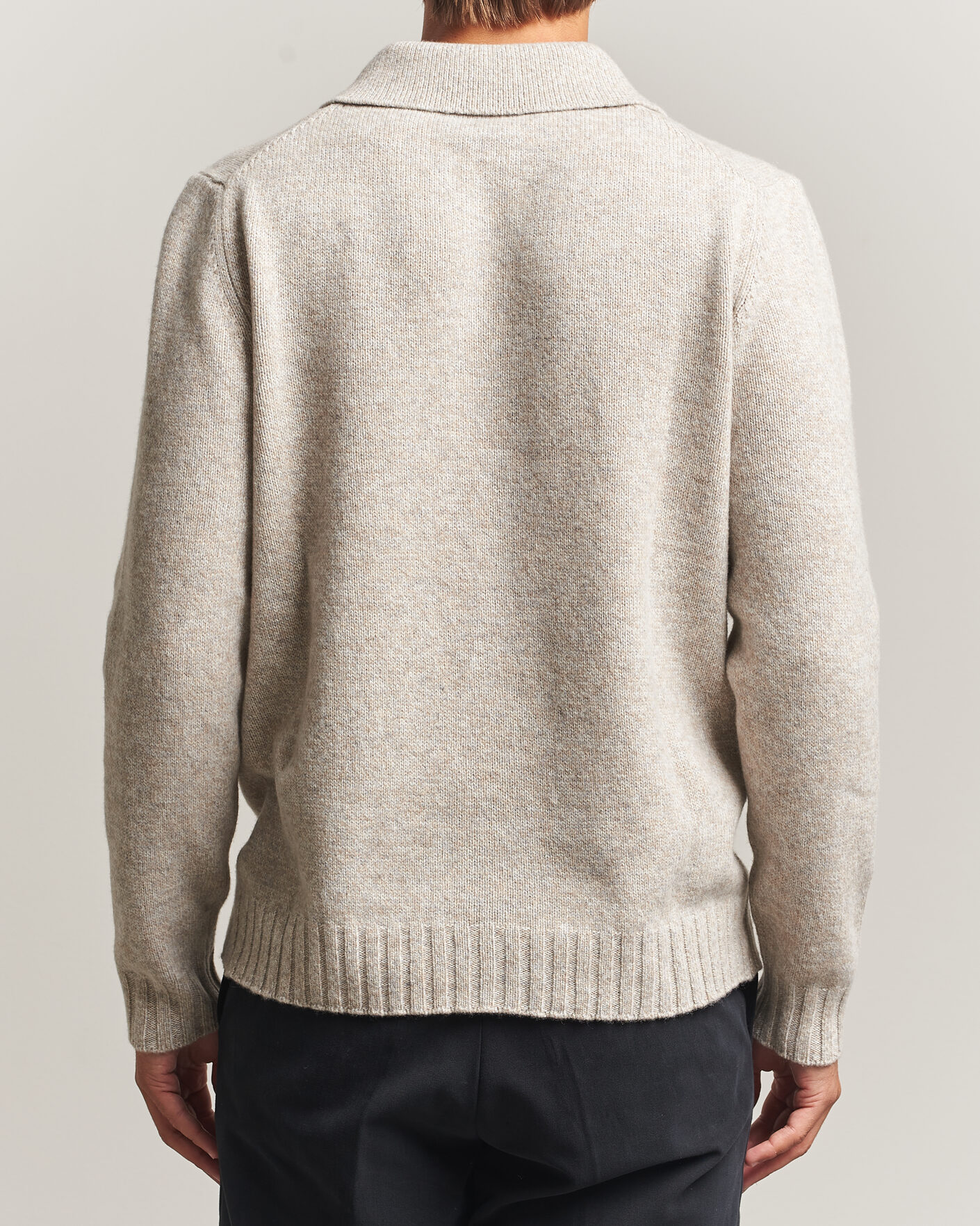 Uomini | Maglieria | Morgano | Wool/Cashmere Knitted Polo Beige