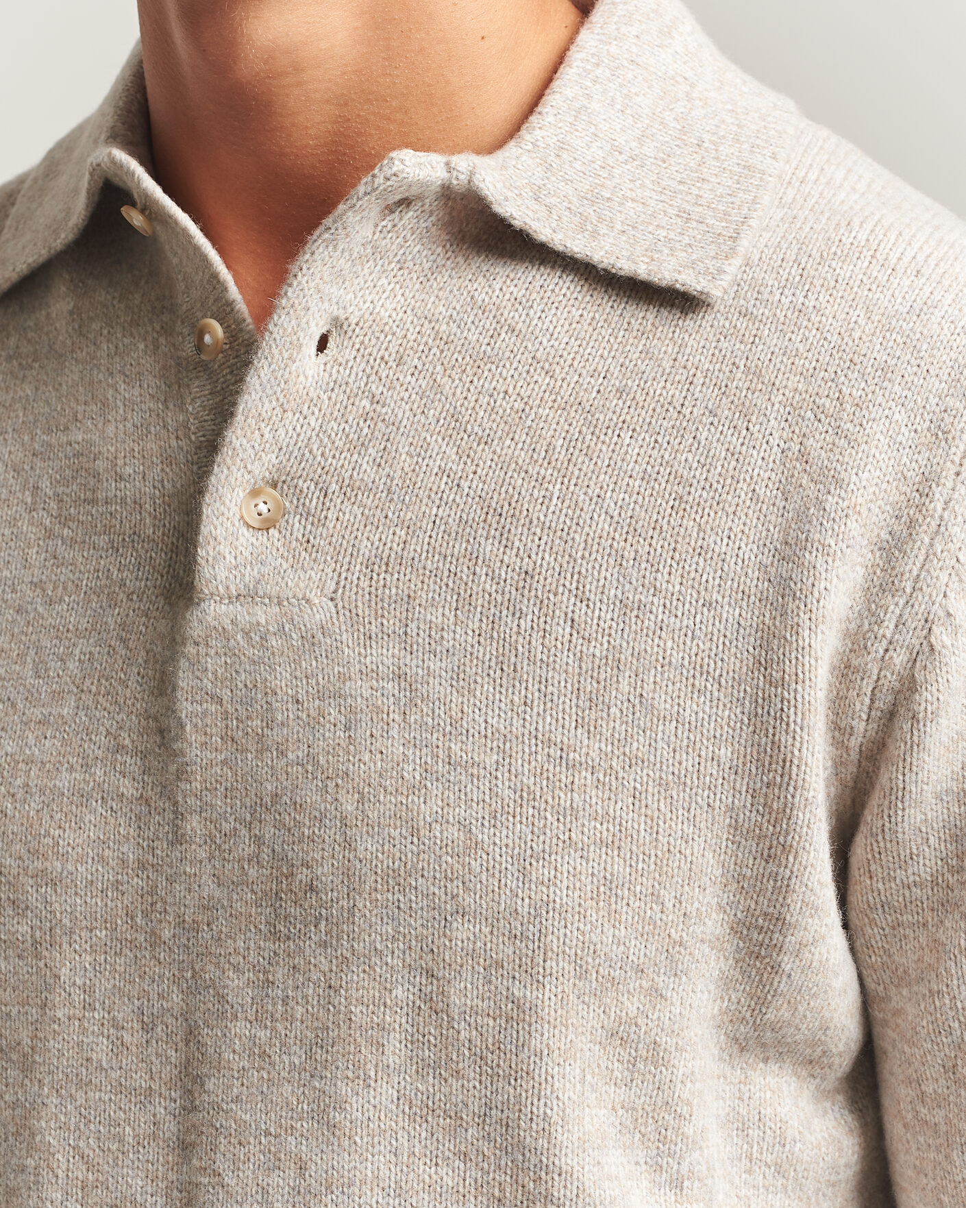 Uomini | Maglieria | Morgano | Wool/Cashmere Knitted Polo Beige