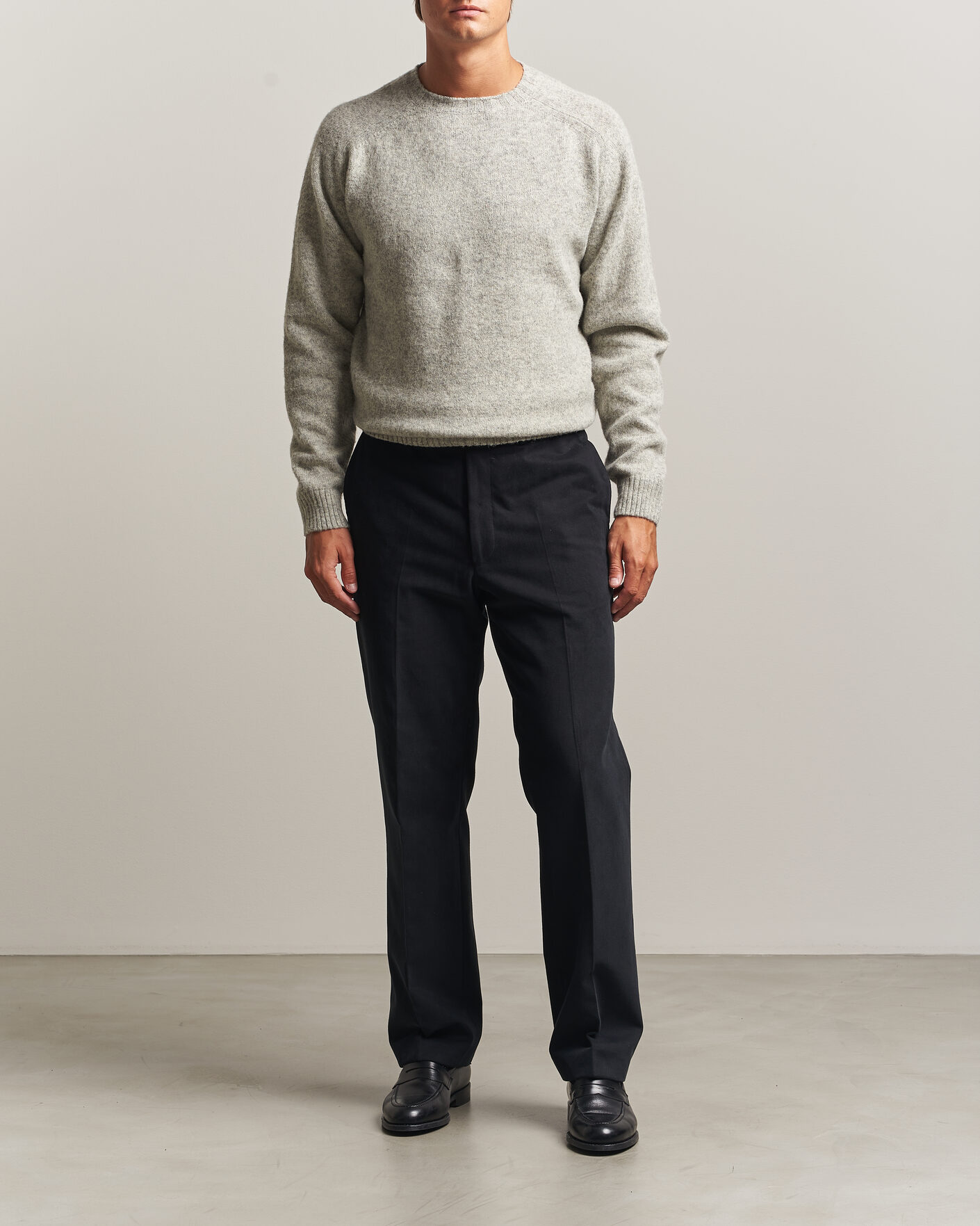 Uomini | Maglieria | Morgano | Brushed Wool Crewneck Grey