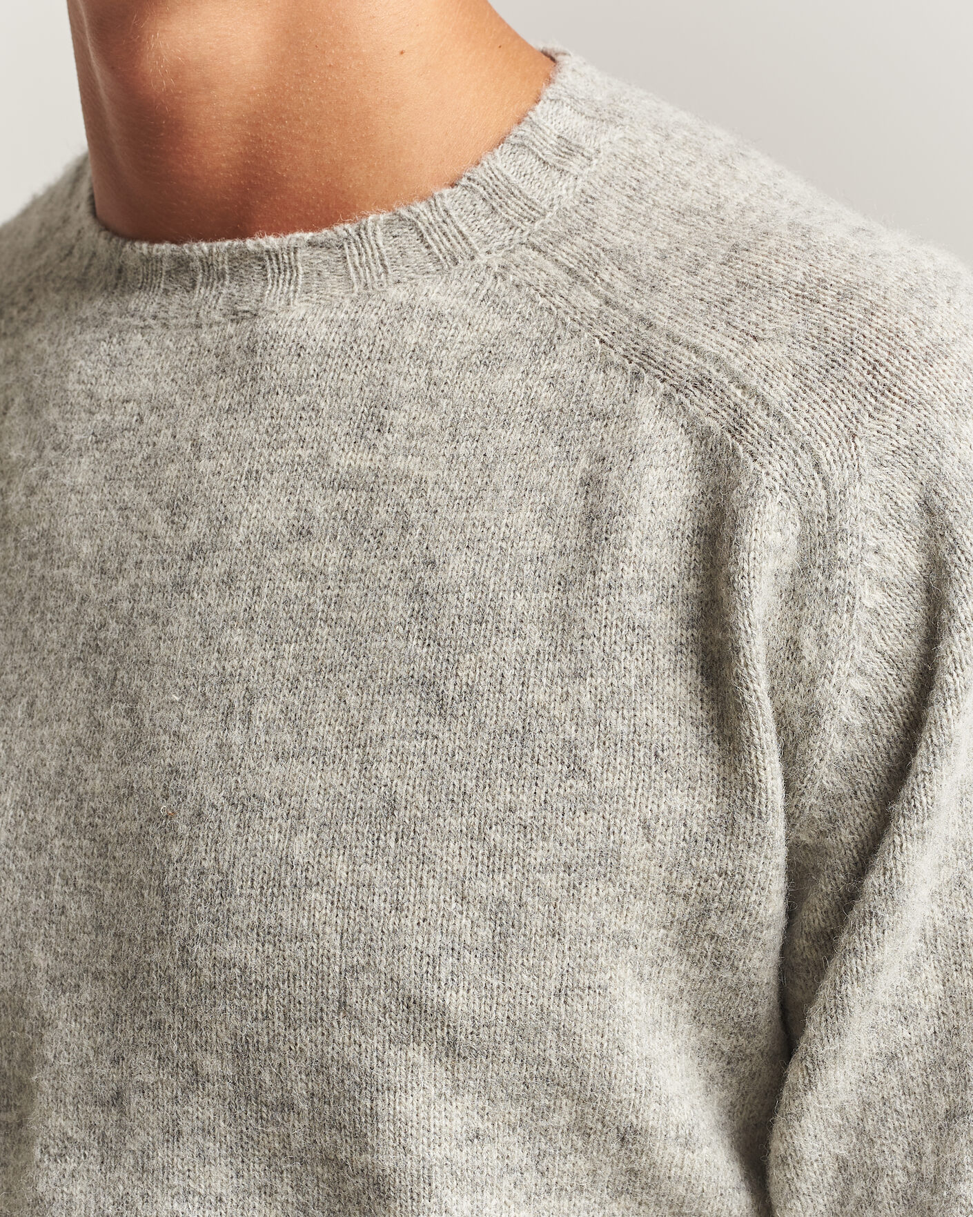Uomini | Maglieria | Morgano | Brushed Wool Crewneck Grey