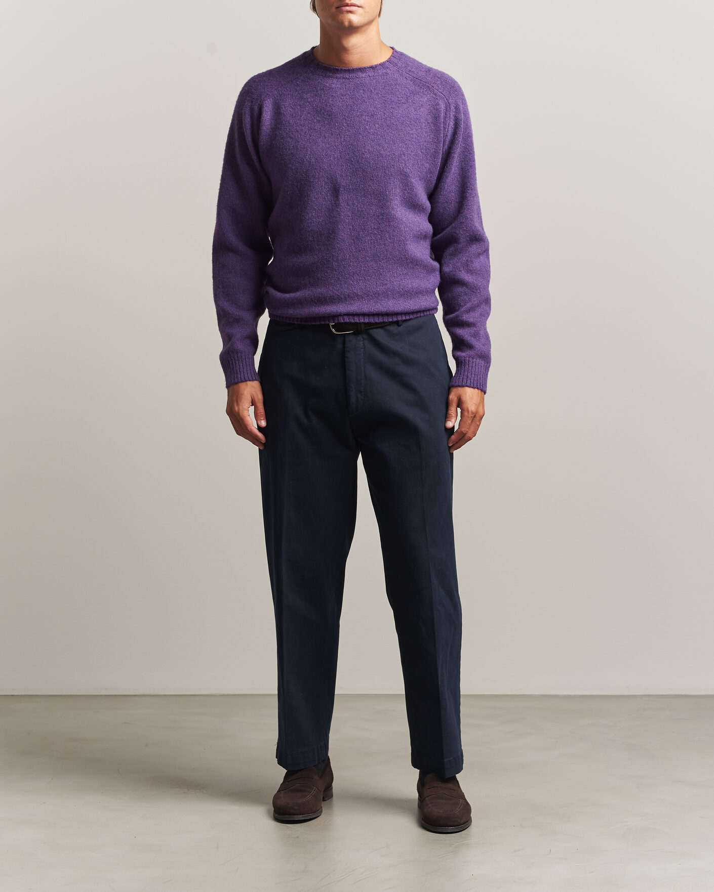 Uomini | Maglieria | Morgano | Brushed Wool Crewneck Purple